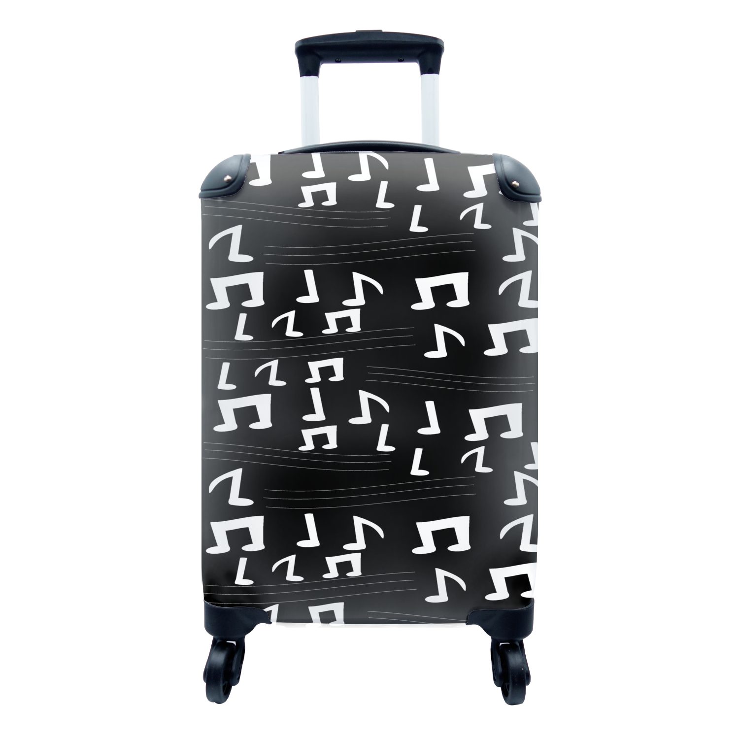 - Trolley, rollen, Muster, 4 Schwarz Reisekoffer für Weiß - Musik Handgepäckkoffer Reisetasche und MuchoWow Handgepäck mit Rollen, Ferien,