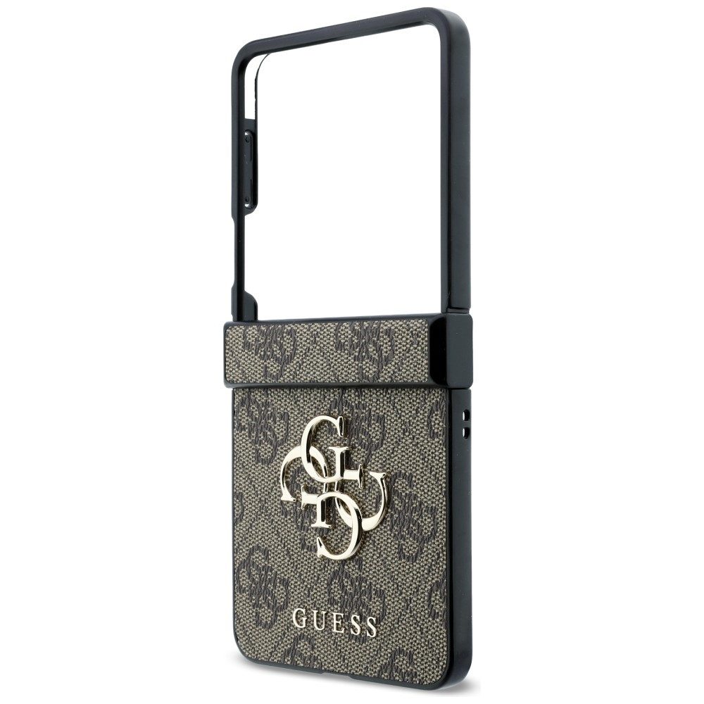 Guess Handyhülle Galaxy Z Flip 8 Case Kunstleder braun grau rosa Big Logo goldfarben 6,9 Zoll, Kantenschutz – Bild 5 von 5