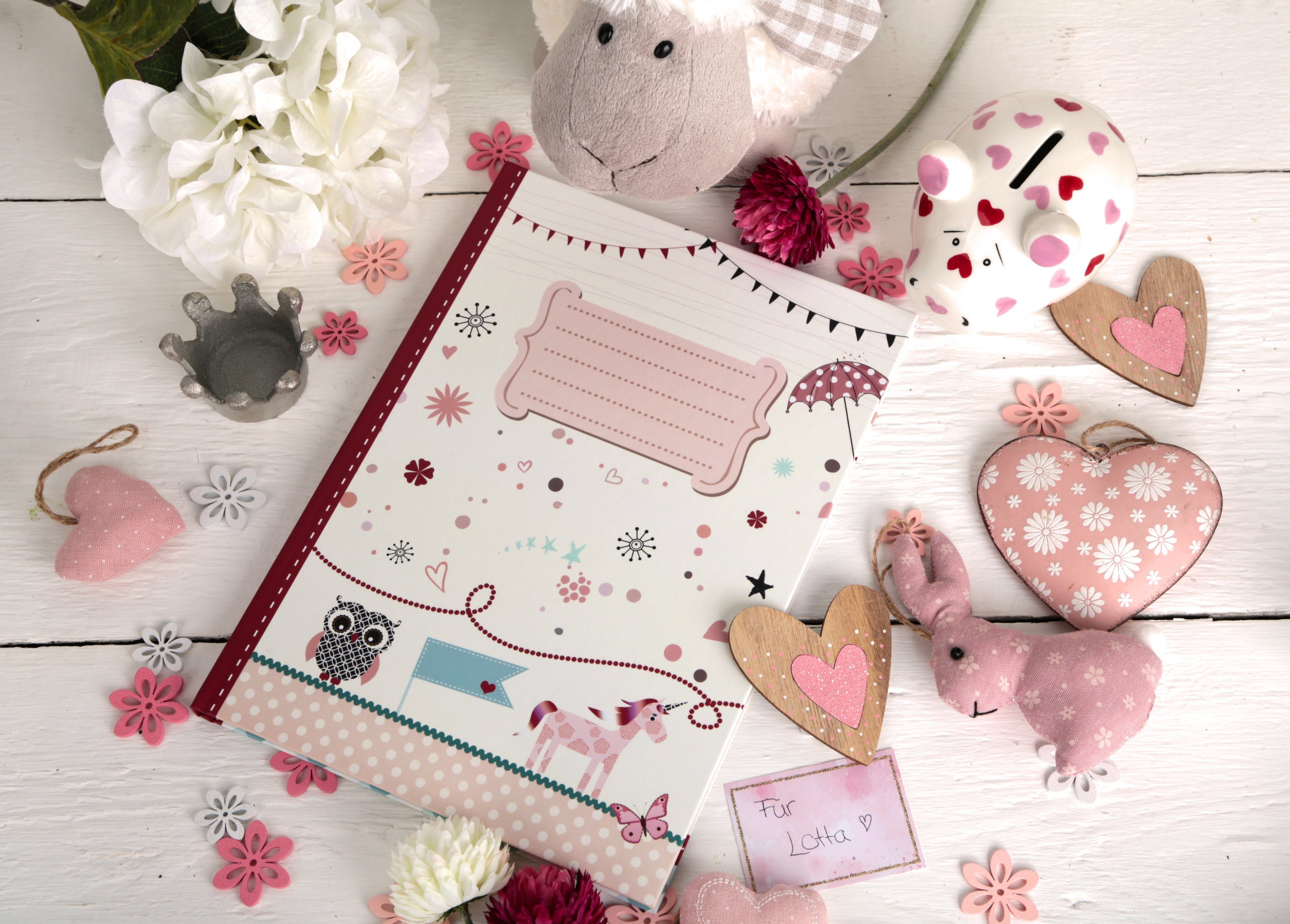 Logbuch-Verlag Spardose Sparschwein mit Herzen rosa günstig online kaufen