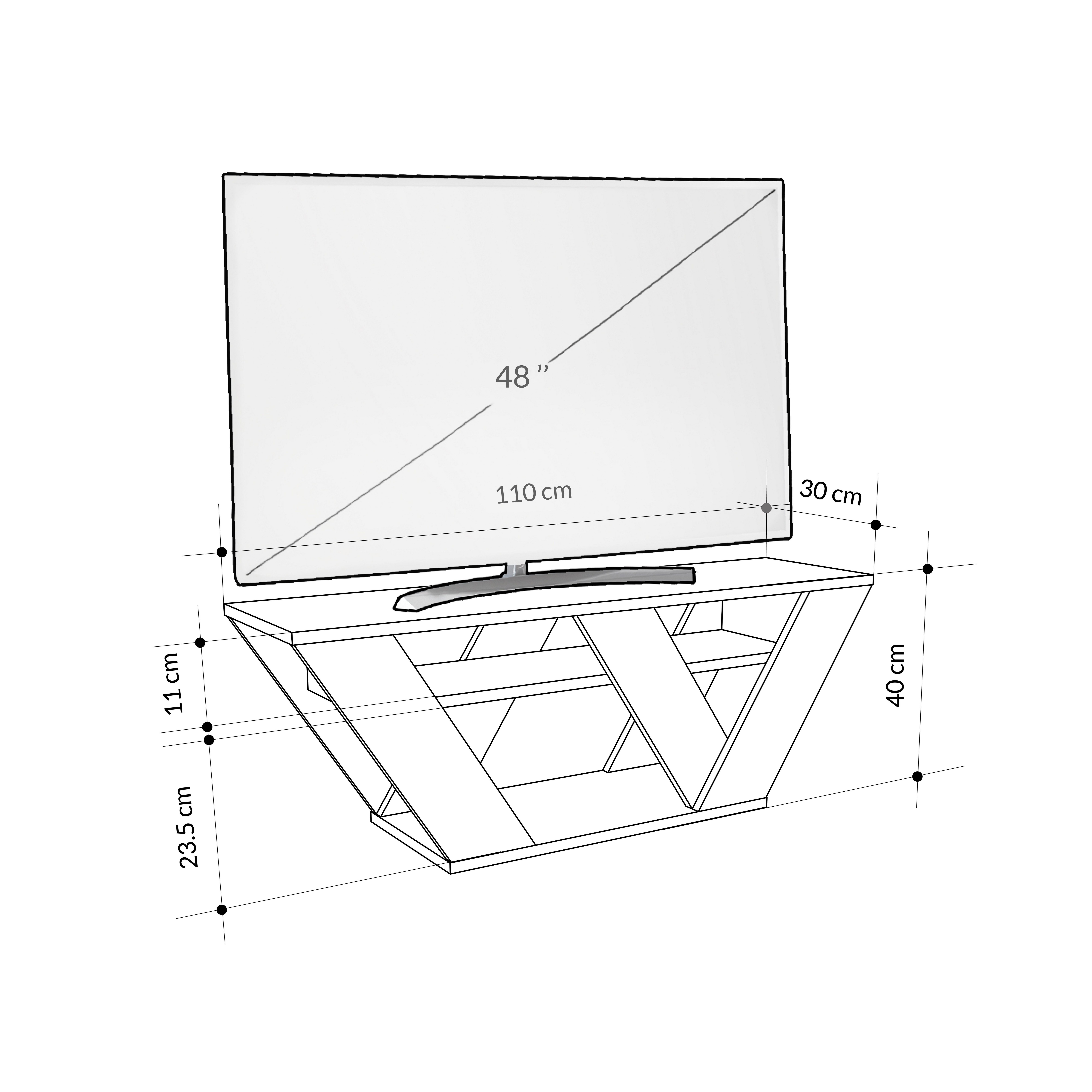 Multimedia Mit Decortie TV-Schrank TV-Ständer Einlegeböden, Moderner x 40 weiß 110 cm Pipralla 30 x