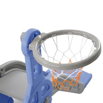 Celya Indoor-Rutsche 4 In 1 Kinderrutsche Schaukel mit Basketballständer,Kletterleiter, Kletterleiter, Schaukel Rutsche Gartenrutsche für In- und Outdoor