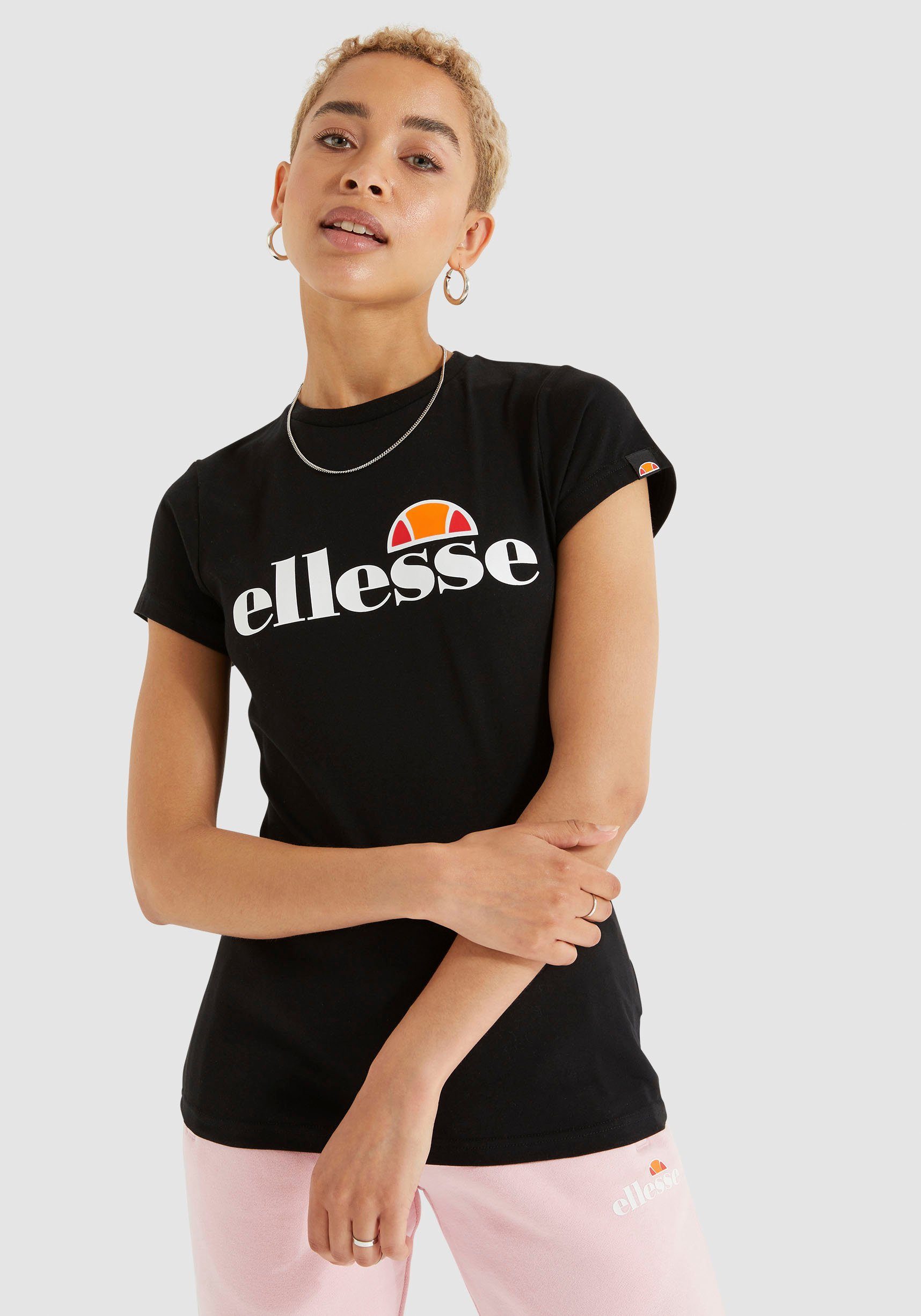 Ellesse Damen Hayes T-Shirt Slim Fit – 1er Pack, Baumwolle Mit Elasthan, Großes Logo Für Sport & Freizeit