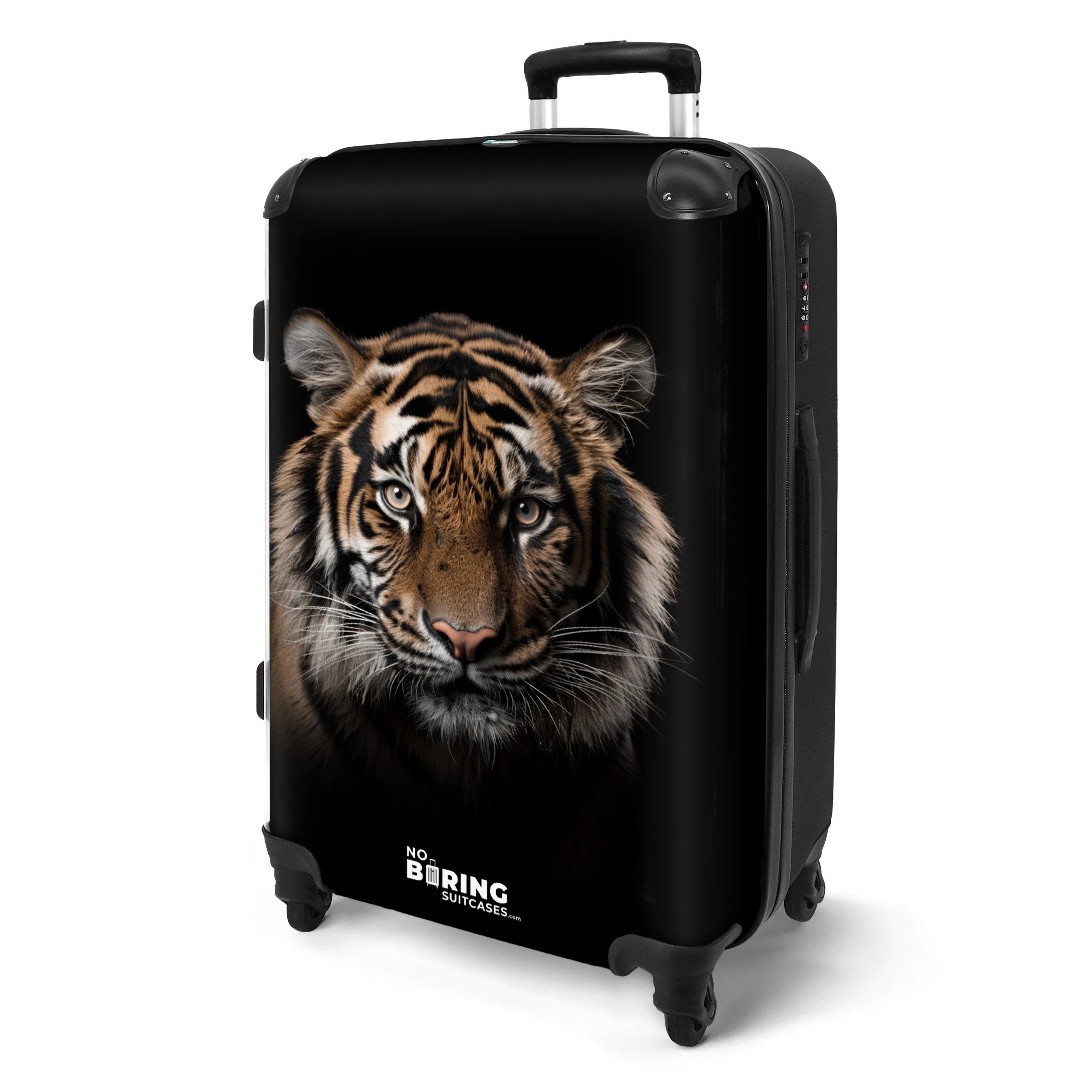 NoBoringSuitcases.com© Hartschalen-Trolley Tigerporträt mit schwarzem Hinte günstig online kaufen