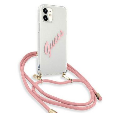 Guess Handyhülle Guess Vintage Script Apple iPhone 12 Mini Pink Kette Crossbody Hard Case Cover Schutzhülle Etui