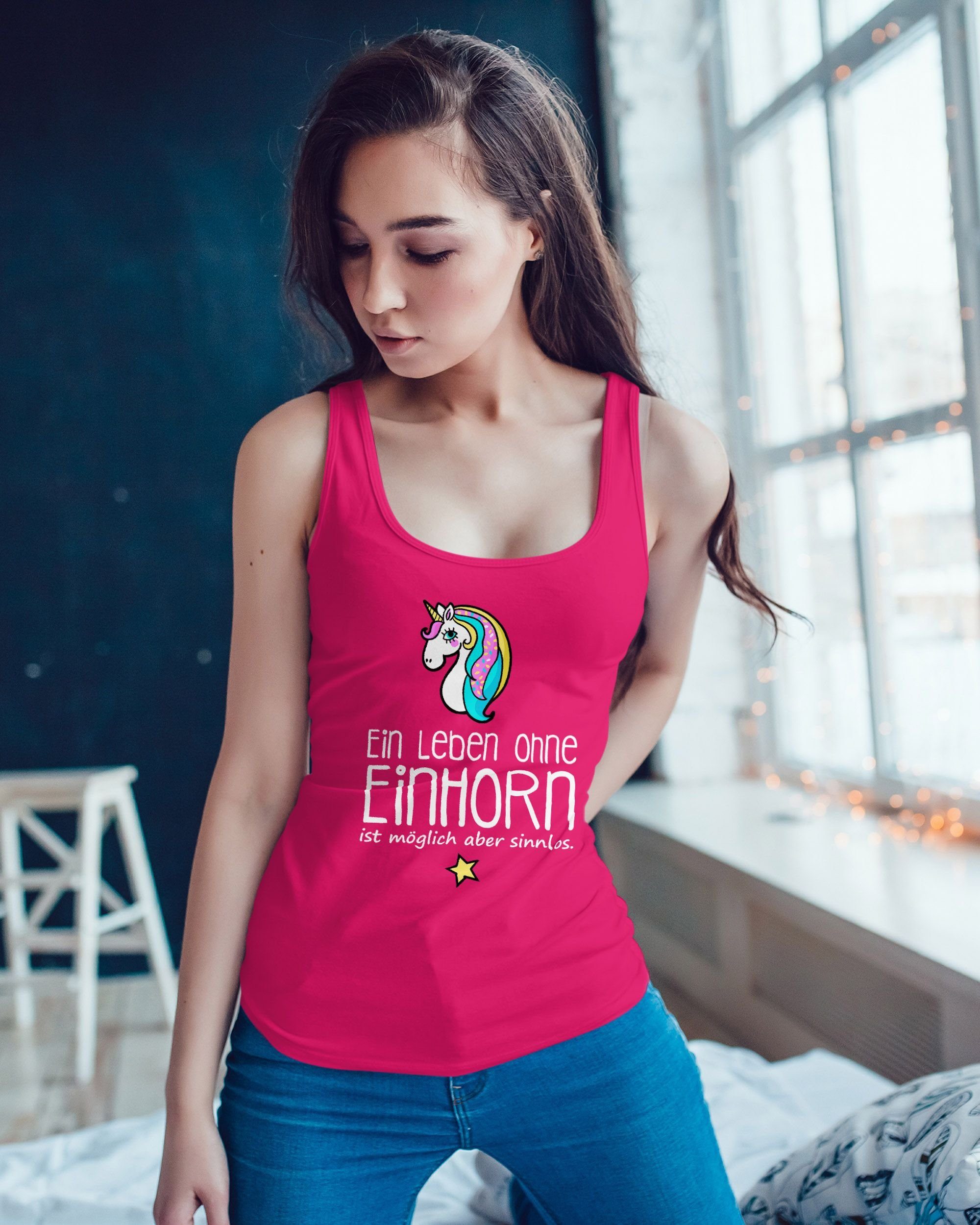MoonWorks Tanktop Damen Tanktop Ein Leben ohne Einhorn ist möglich aber sin günstig online kaufen
