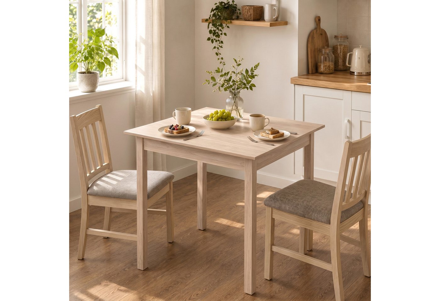 HOMCOM Esstisch Küchentisch Esszimmertsich aus Massivholz (Set, 1-St., 1 Tisch), Quadratischer Esstisch für 2 Personen