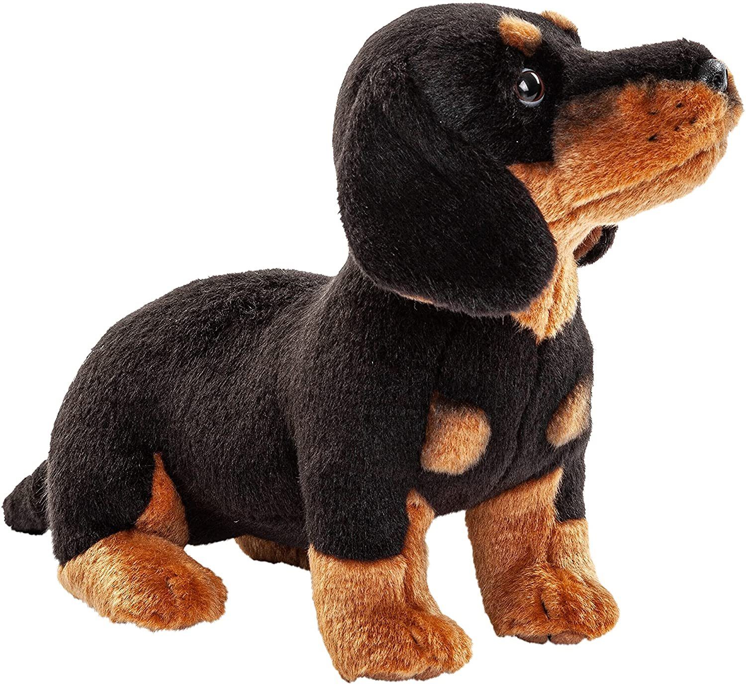 30cm lang Uni-Toys Hund Dackel Langhaardackel braun oder schwarz ca 