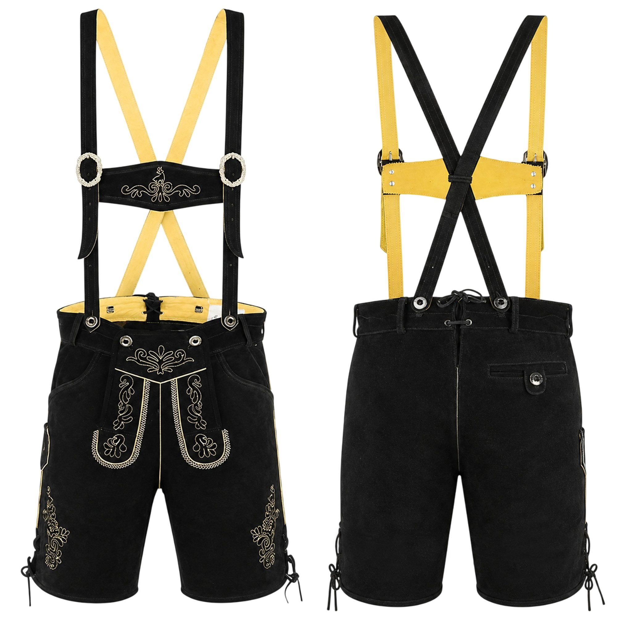 German Wear Trachtenlederhose GW720 kurze trachtenhose Toni Trachten Lederhose mit Hosenträgern