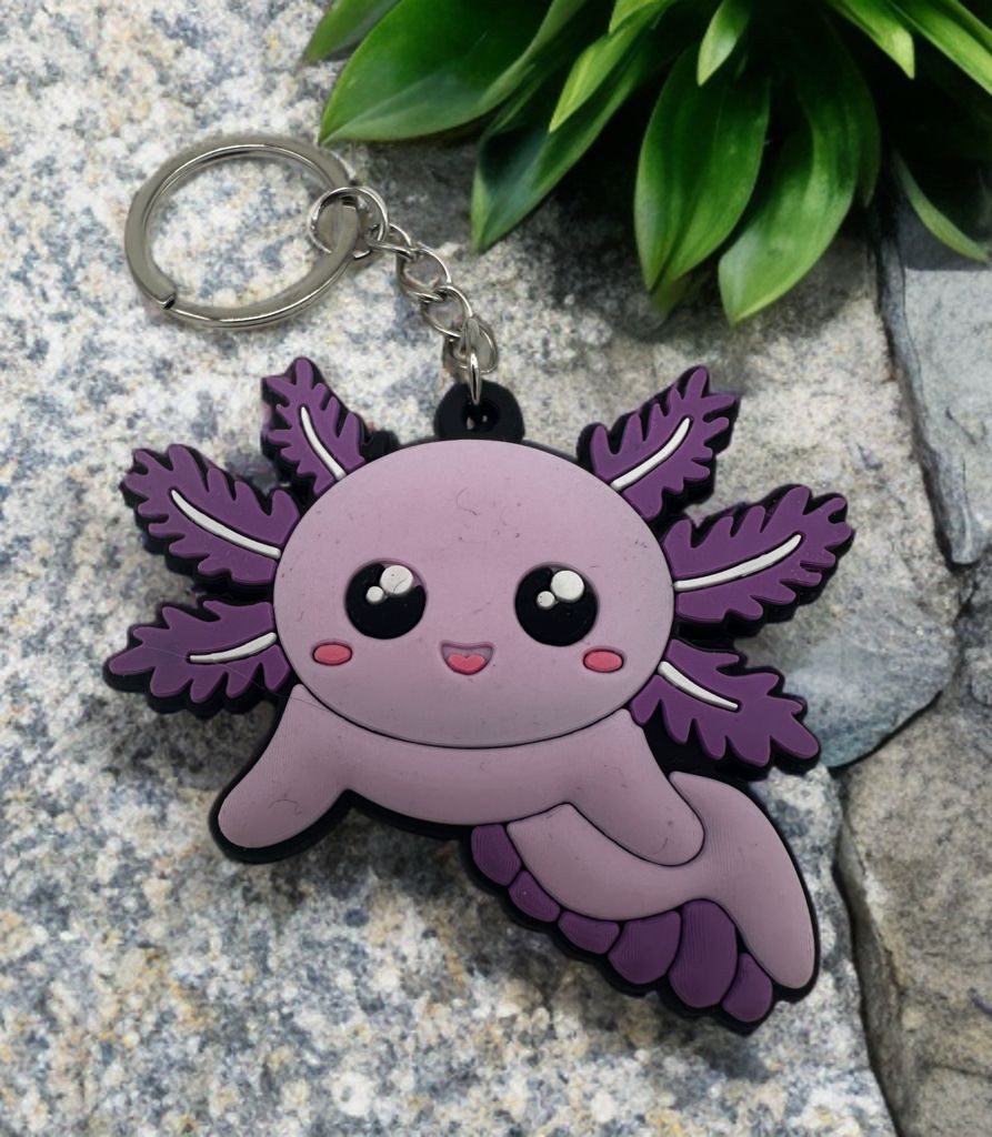 Kawaii Schlüsselanhänger Schlüsselanhänger Kawaii Kuties 6 cm Axolotl lila (1-tlg), Schlüsselanhänger Haustierschlüsselanhänger Geschenk Hund Frau Herren