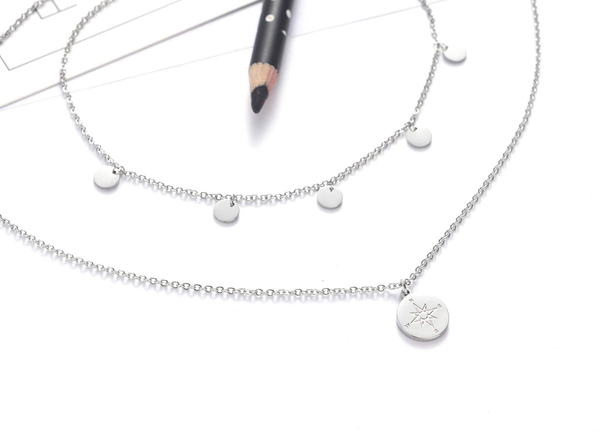 Kim Johanson Schmuckset Kompass (Inkl. Schmuckbox), mit Plättchen- & Kompassanhänger, Edelstahl, Ketten-Set