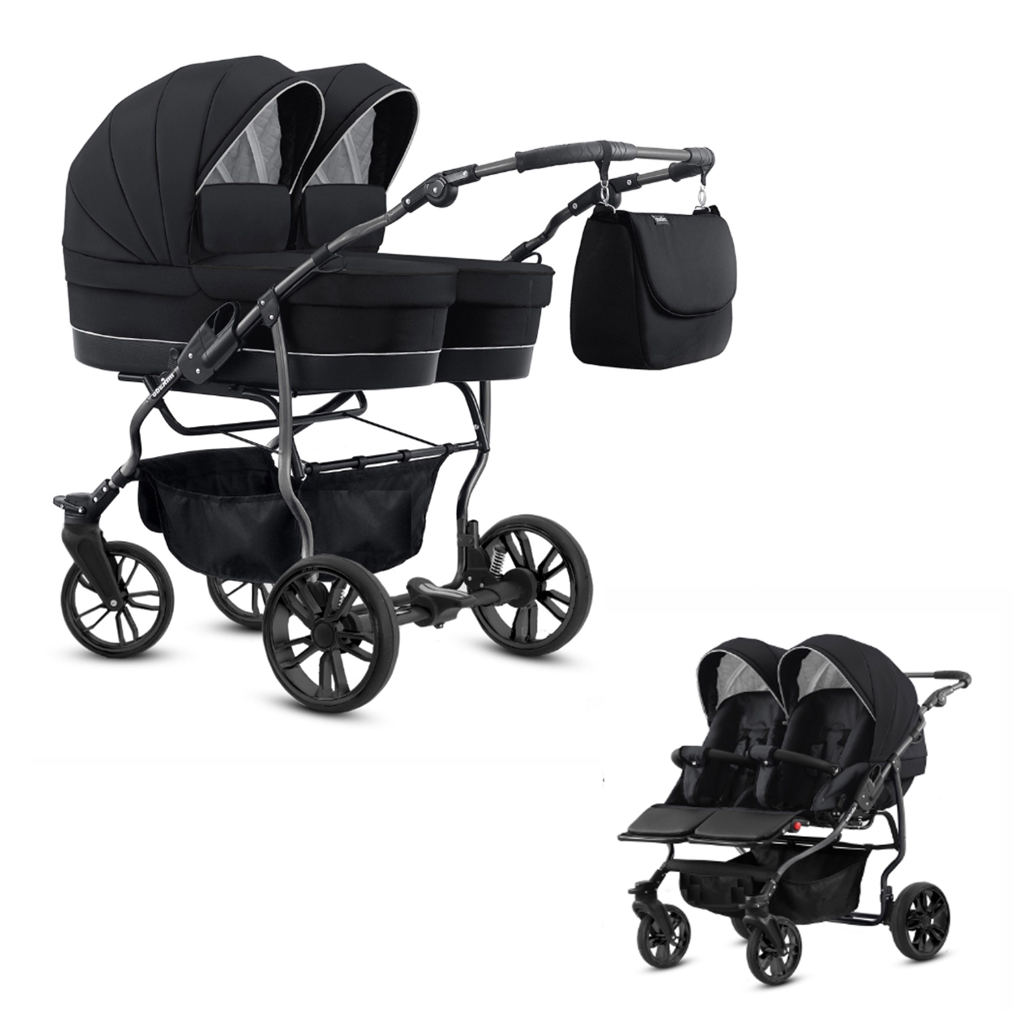 Zwillingswagen Zwillingskinderwagen 2 in 1 Twin Lux - 10 Teile - in 7 Farben