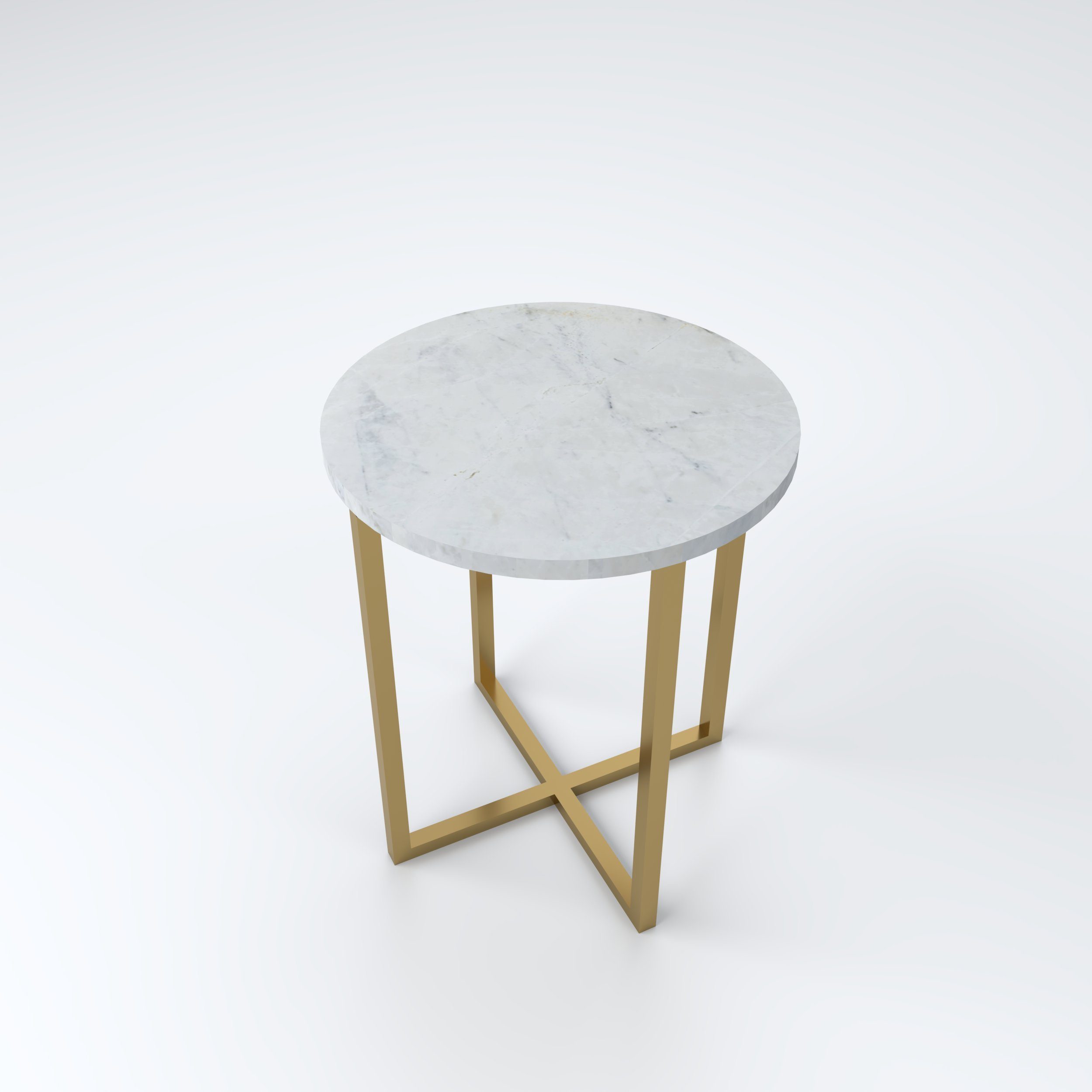 hochwertigem Enzo Marmor AMANDA Beistelltisch aus Beistelltisch Bianco | D'arte gold Stone