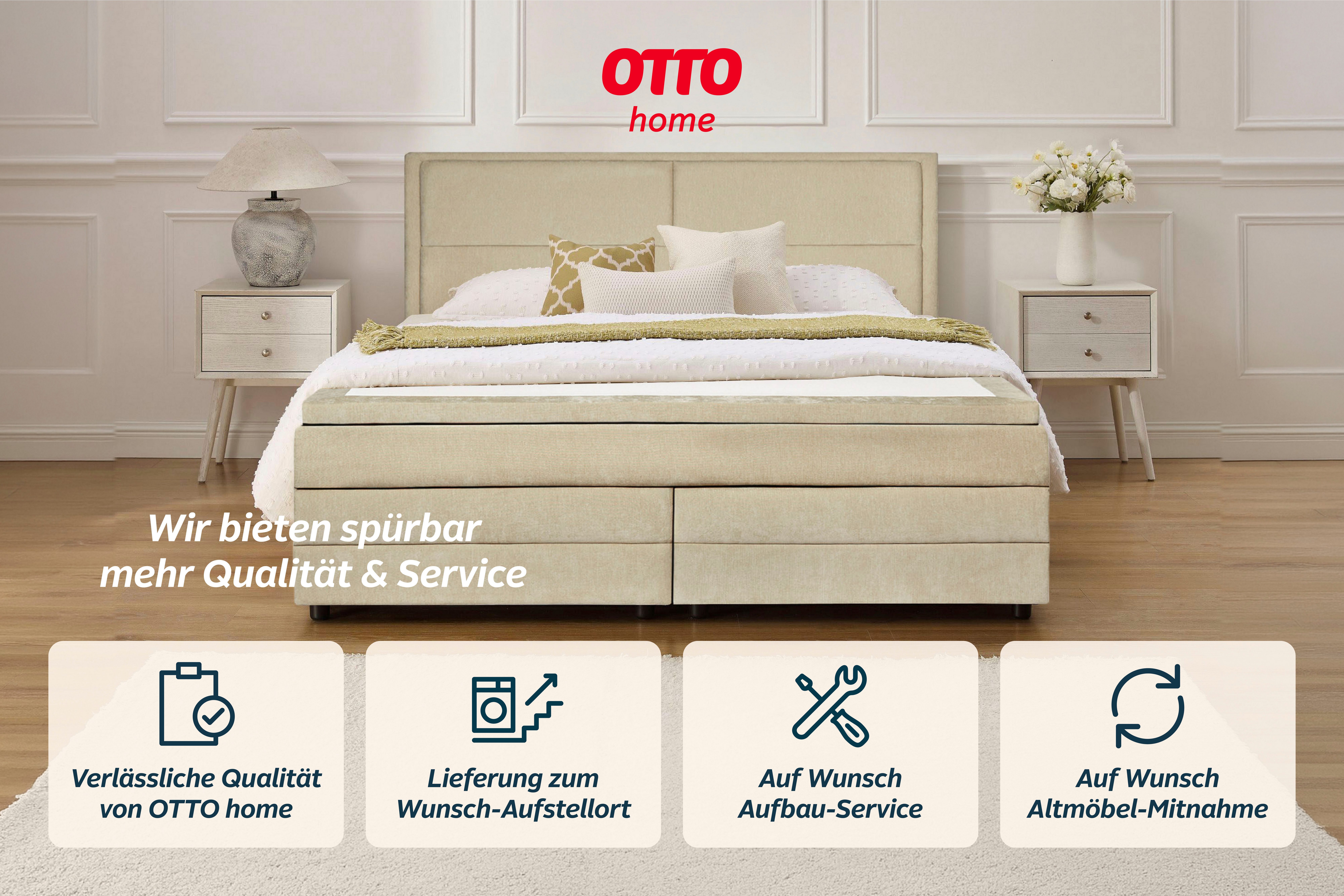 OTTO home Boxspringbett FYNNA Polsterbett mit Bettkasten & 7-Zonen-Taschenfederkernmatratze H3, mit 7 cm Komfortschaum-Topper, Chenille-Bezug, Liegefläche 180x2 – Bild 5 von 5