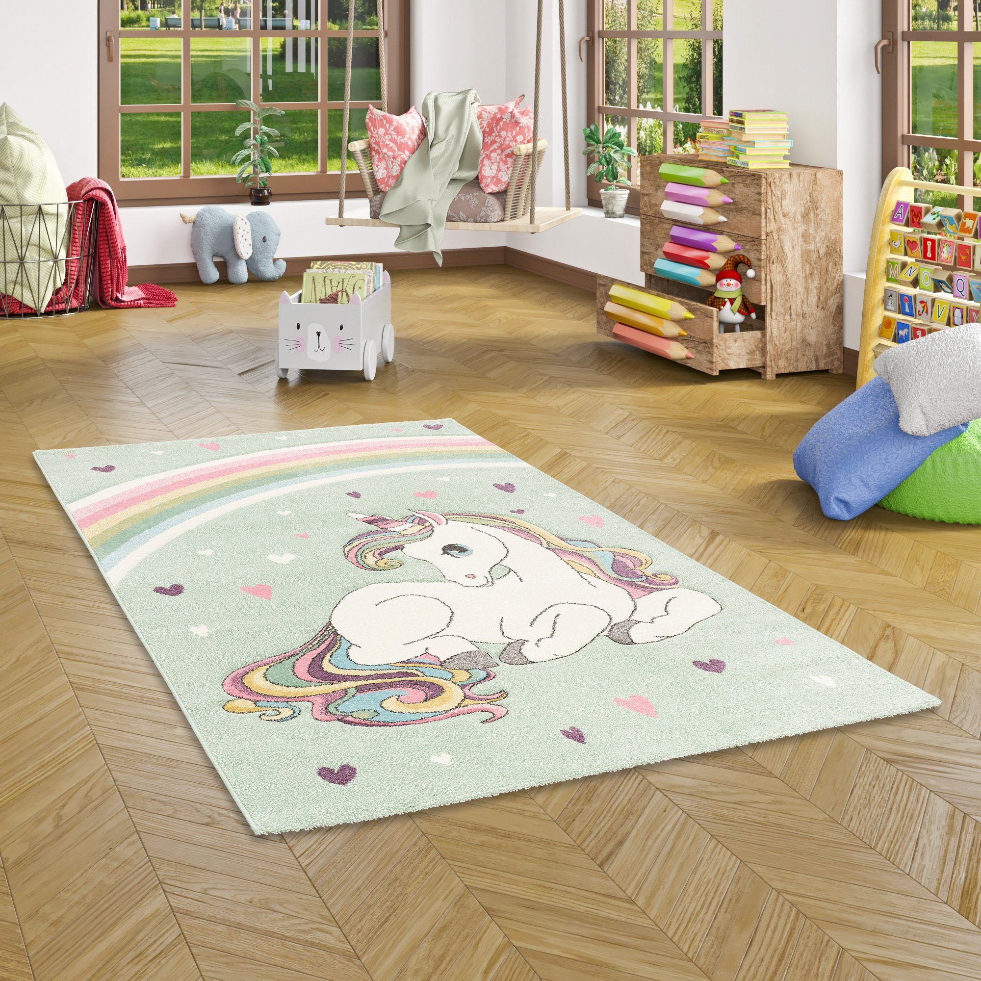 Pergamon Kinderteppich Kinder Teppich Maui Kids Einhorn Pastell, Rechteckig günstig online kaufen