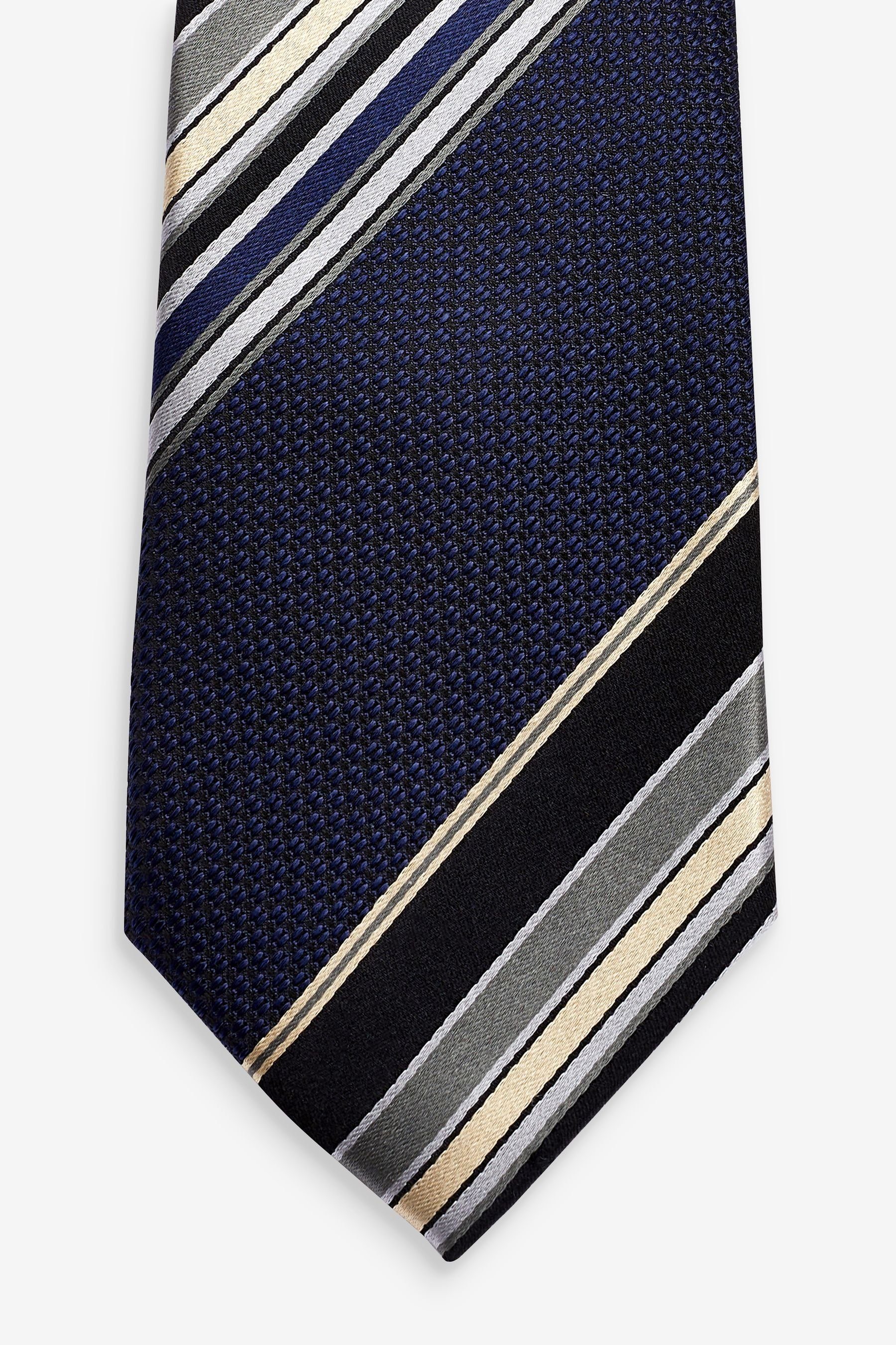Next Krawatte Blue Seidenkrawatte, breit Gestreifte Navy (1-St)