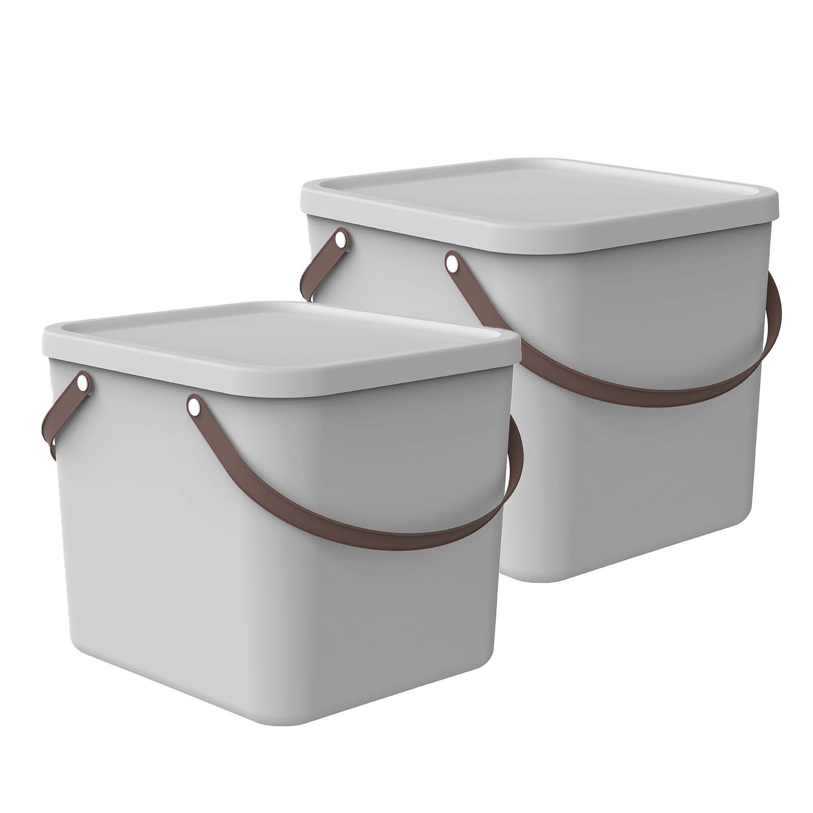 ROTHO Aufbewahrungsbox 2er-Set stapelbare Aufbewahrungskiste 40l mit Deckel (Aufbewahrungssystem, 2er-Set)