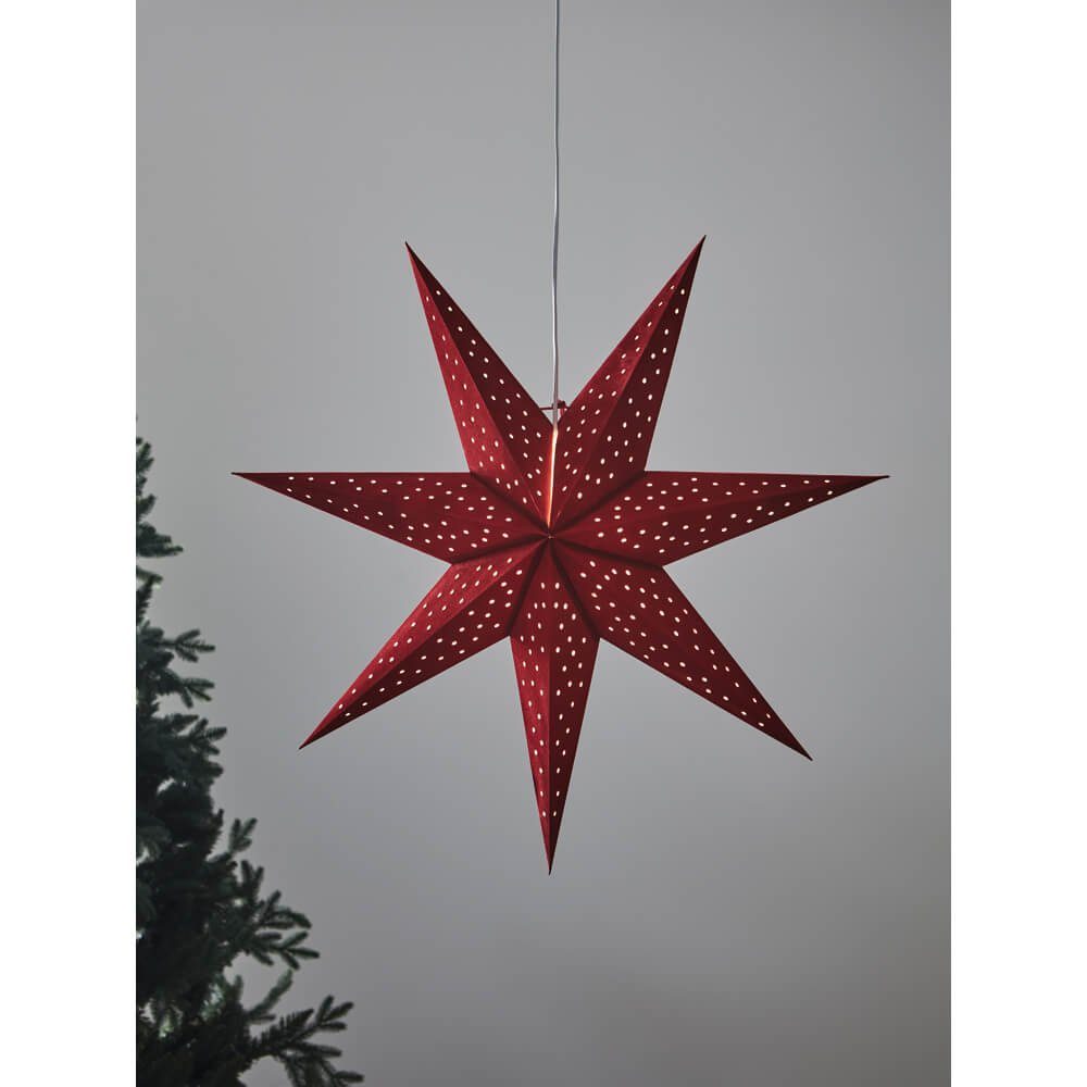 Markslöjd LED Stern Weihnachtsstern Clara rot Samt  Durchmesser 750 mm