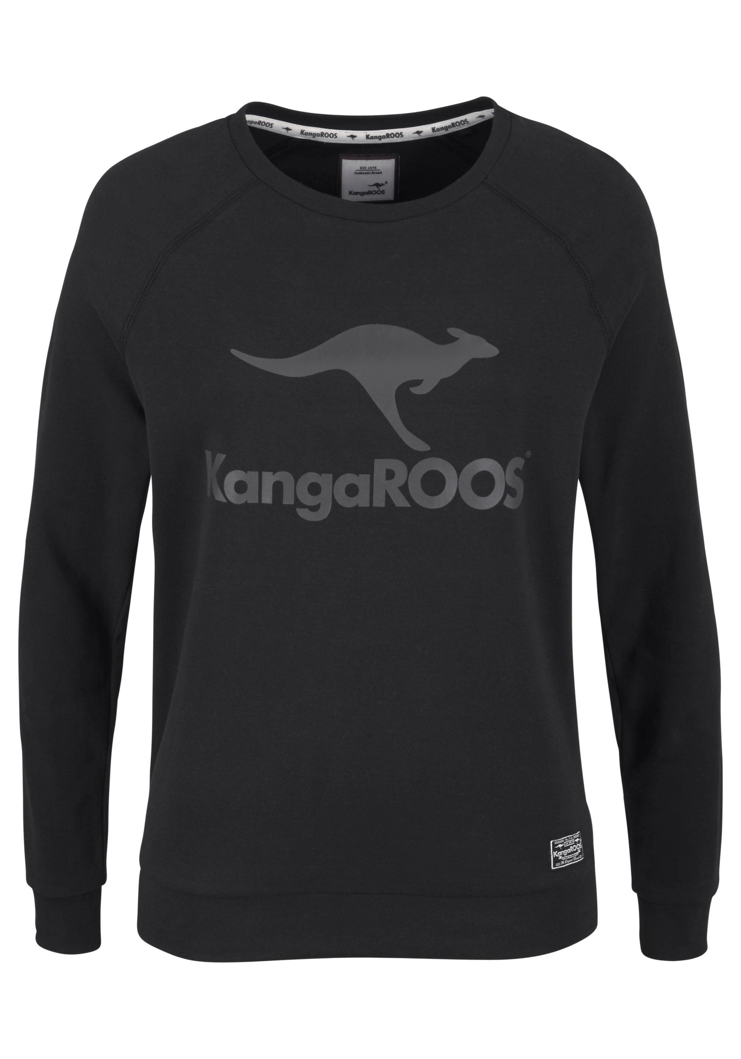 KangaROOS Sweatshirt mit Rundhalsausschnitt, Langarm, aus Baumwolle, bequeme Passform