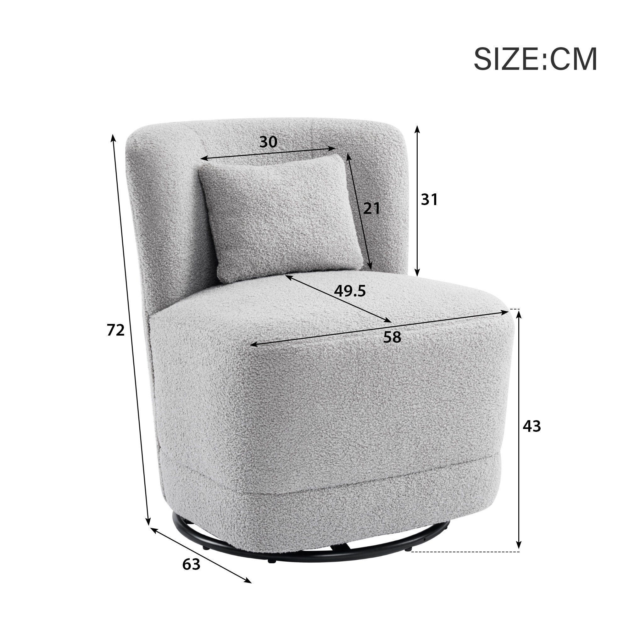 Kissen DOTMALL und drehbarer grau drehbarer, Loungesessel,360° Drehsessel mit Einzelsofastuhl