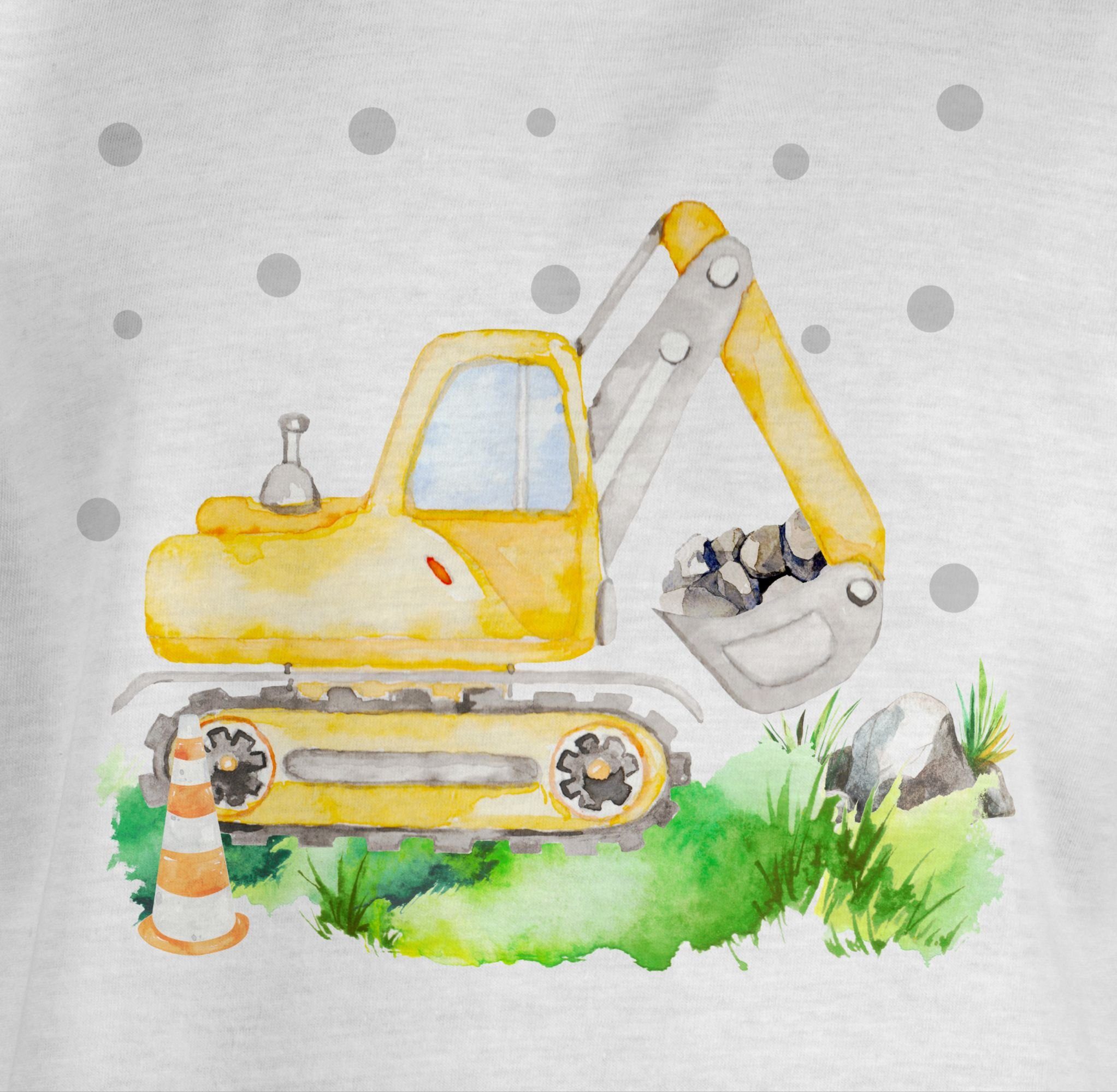 Fahrzeuge Bagger 03 Mädchen T-Shirt Andere Weiß Geschenk Baggerfahrer - Shirtracer Baustelle Baumaschine