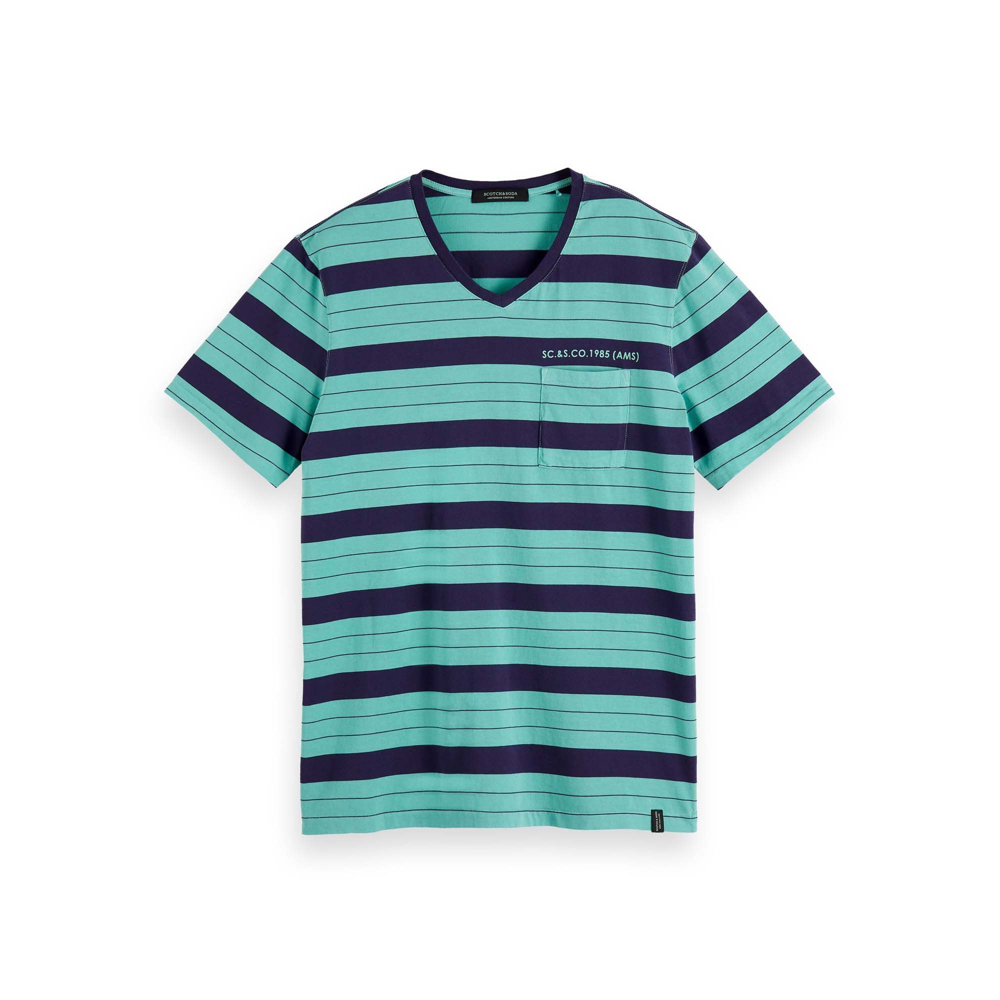 T-Shirt Scotch & Soda Herren T-Shirt Washed V-Neck 155412