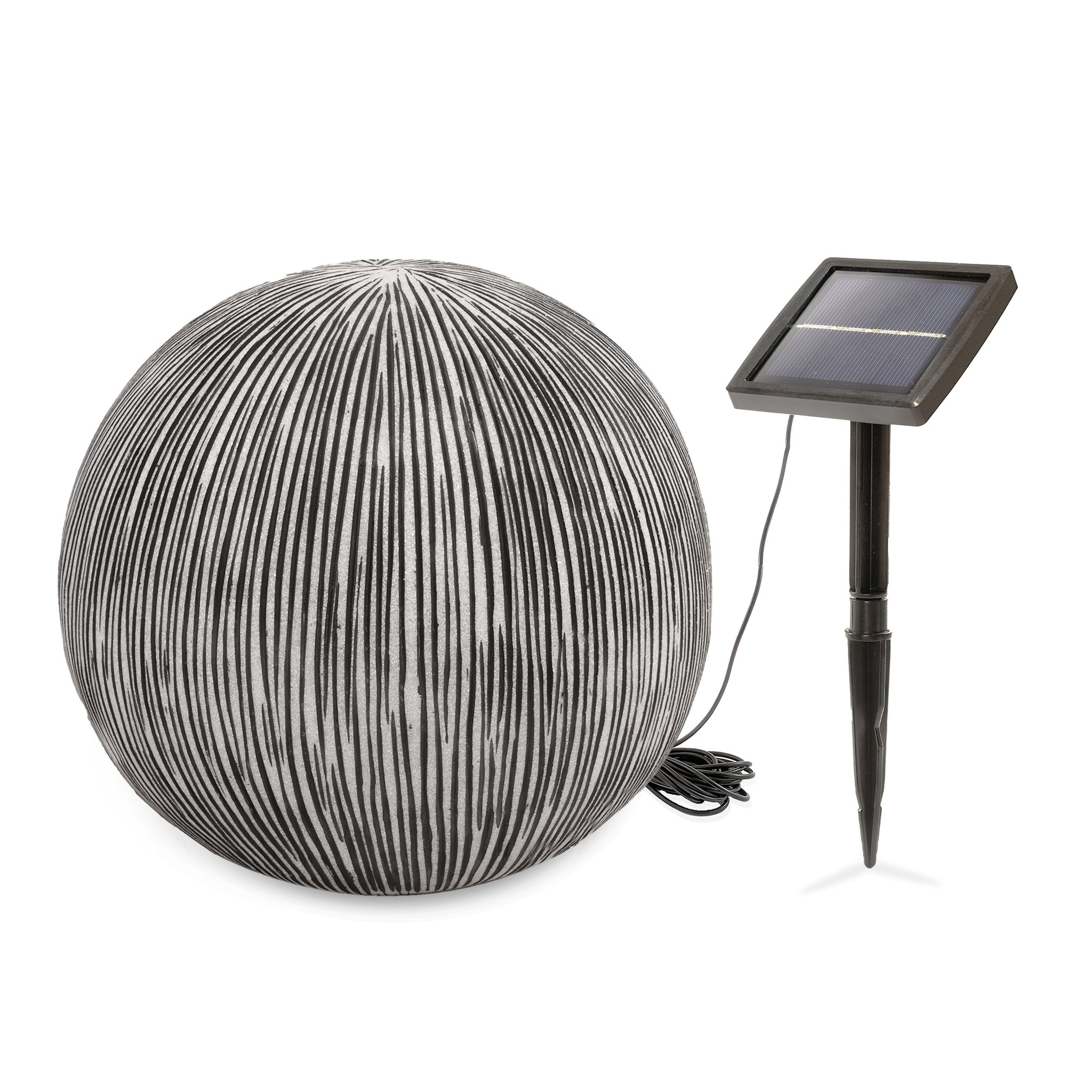 esotec LED Gartenleuchte Solarkugel Ribbed Ball DUO COLOR 5500K 2700K D26cm winterfest 102676, LED fest integriert
