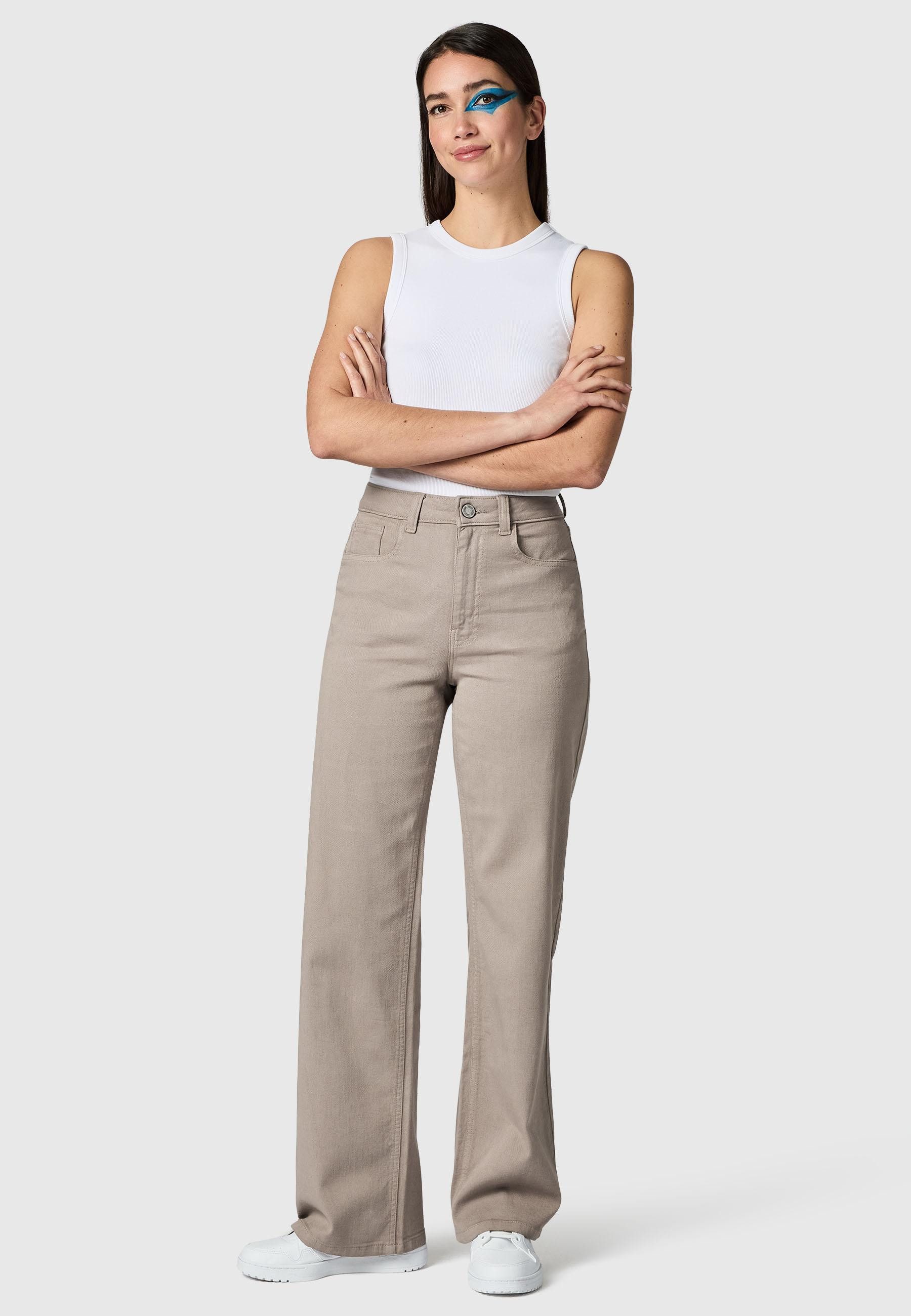 PEAK TIME Chinohose Cyrele Lange Wide-Leg-Hose mit Bio-Baumwolle