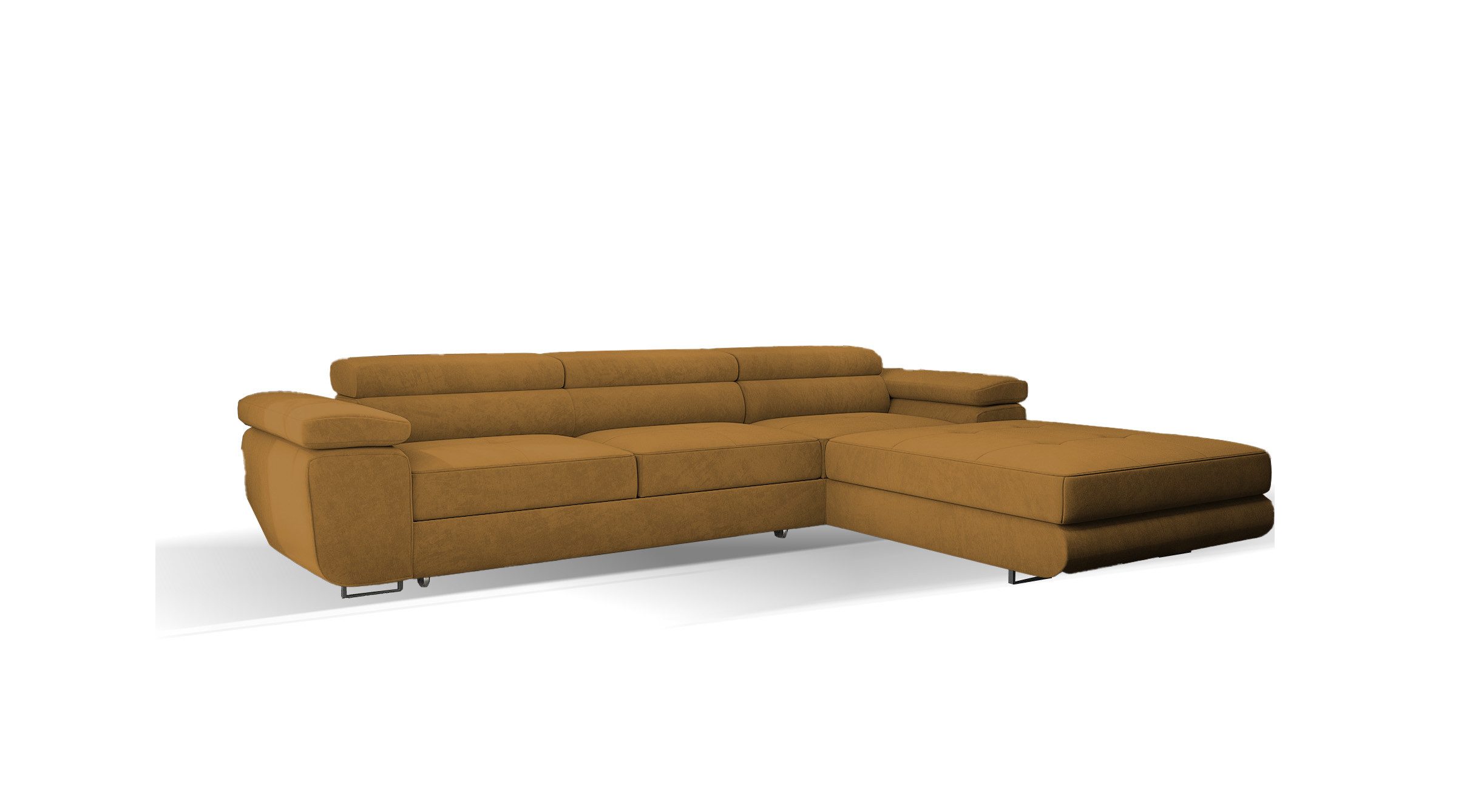 Goldstoff Ecksofa mit Schlaffunktion und Bettkasten, günstig online kaufen