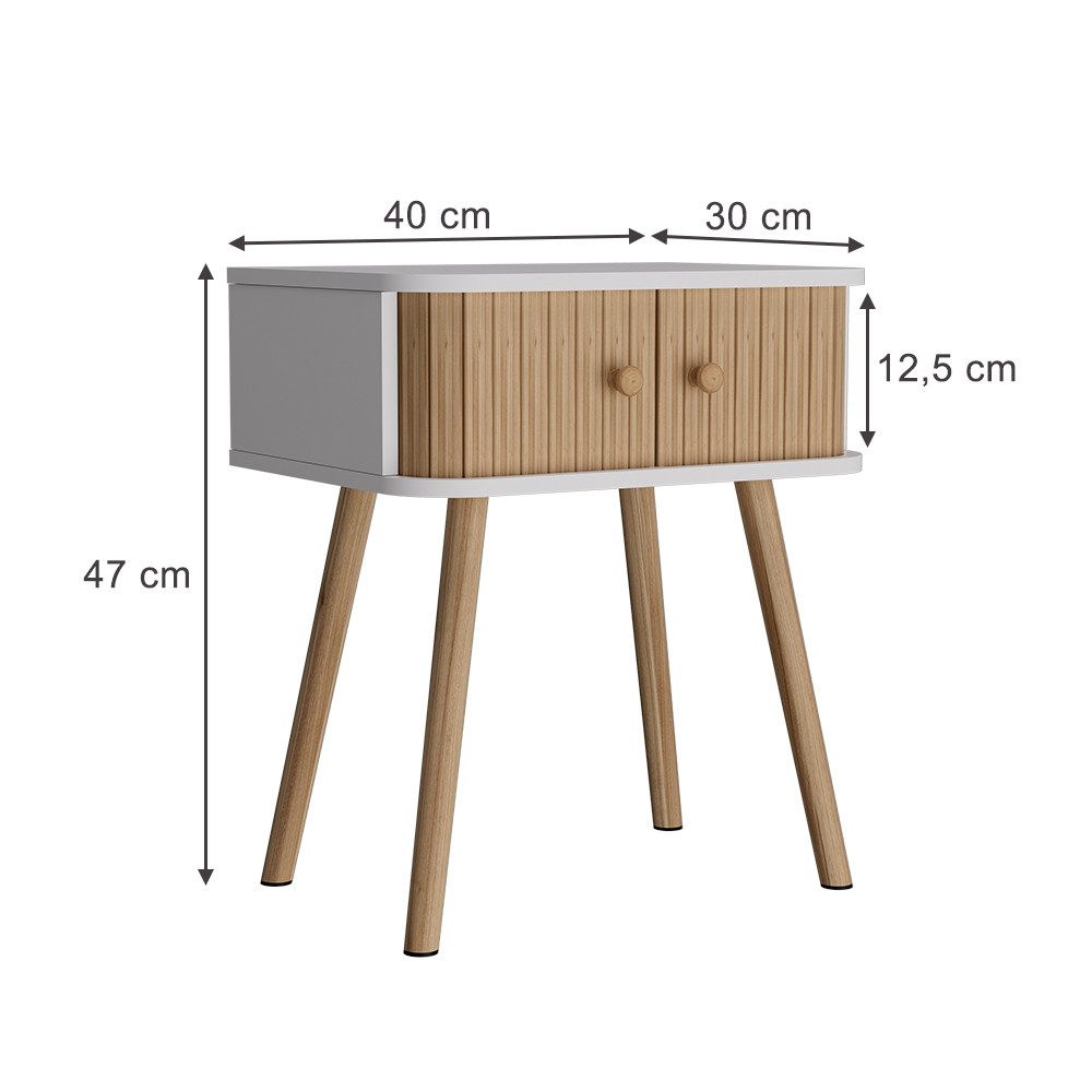 Vicco Nachtschrank Germo, Weiß/Bambus, 40 x günstig online kaufen