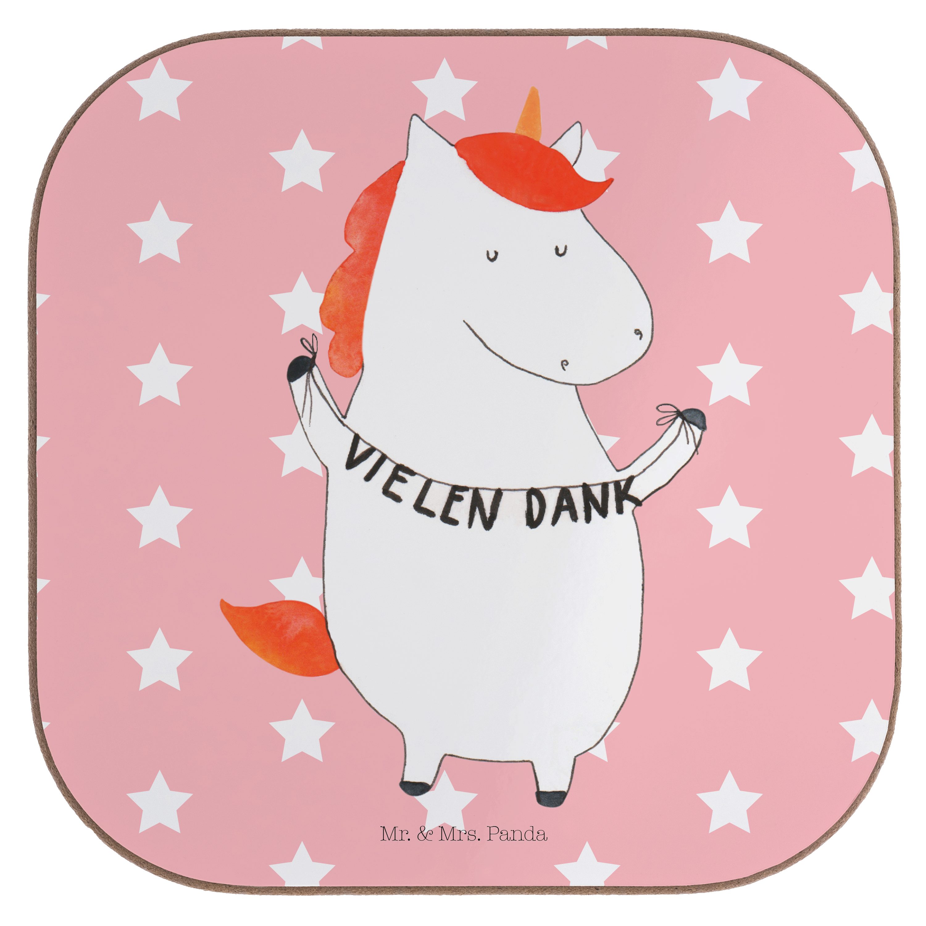 Mr. & Mrs. Dan, Dank Unicorn, - Vielen Pastell Panda Rot Geschenk, Einhörner, 1-tlg. Einhorn - Getränkeuntersetzer