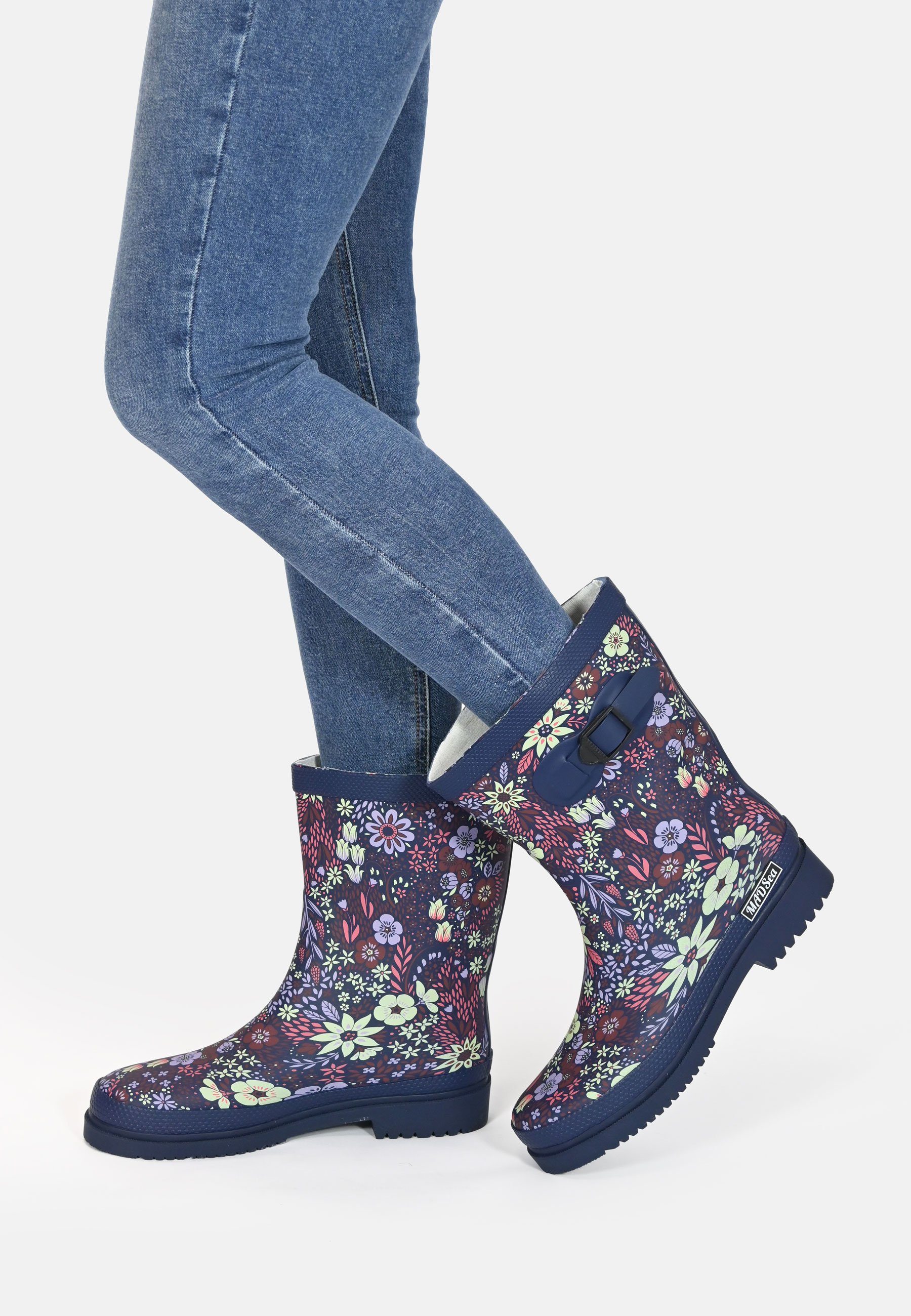MADSea Flower Gummistiefel mit rutschfester Laufsohle und buntem Blumenprint