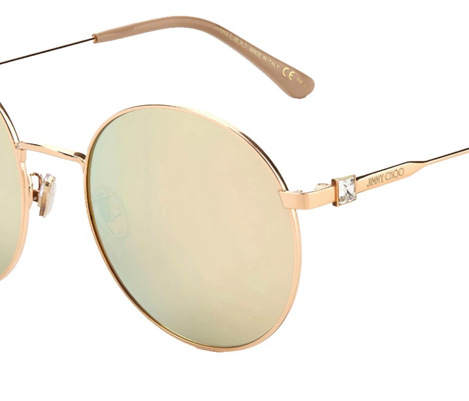 JIMMY CHOO Sonnenbrille EYEWEAR KAT Sonnenbrille Brille Gold Swarovski Kristalldetail am Bügel