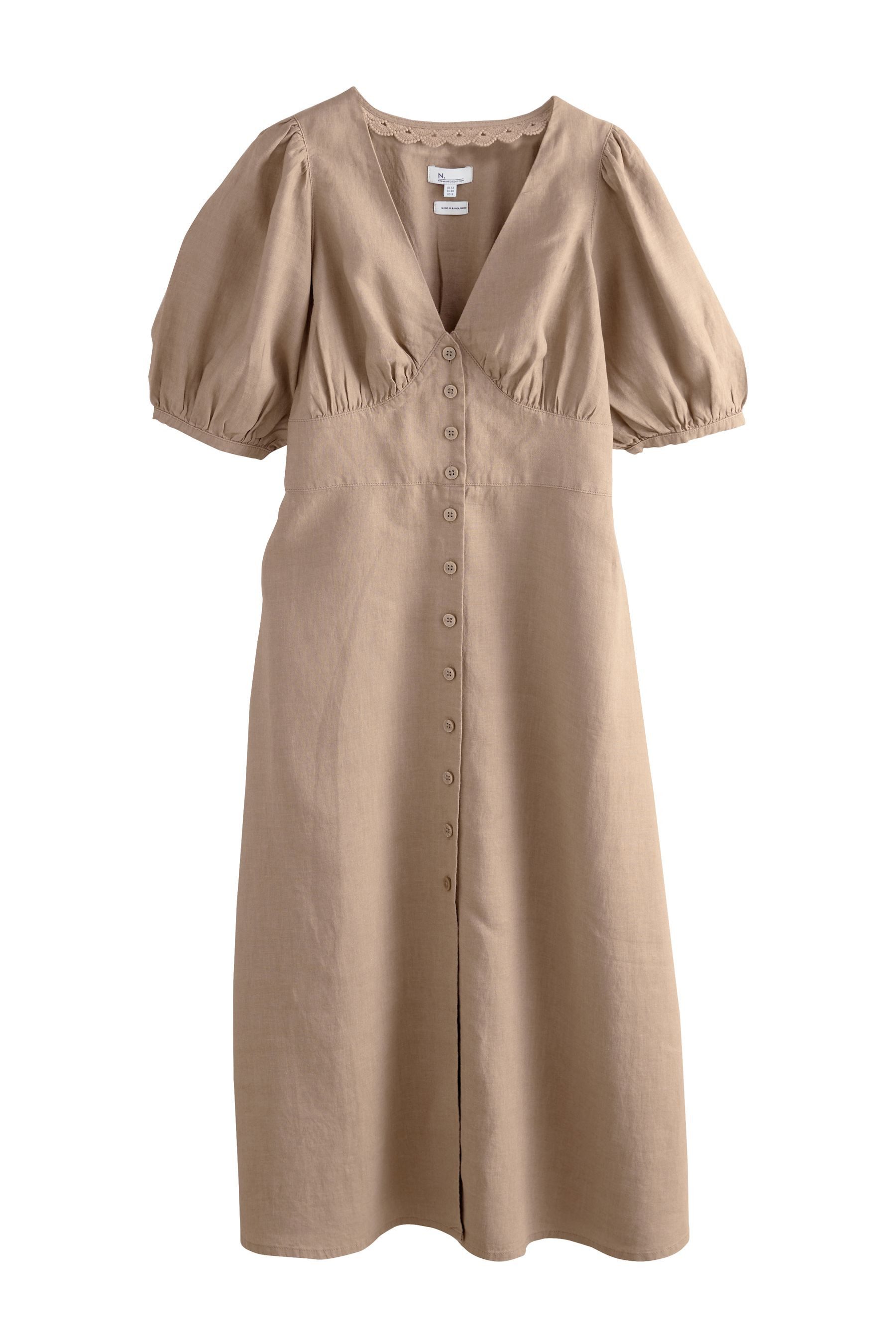 Midikleid Durchgeknöpftes Premium-Midikleid aus 100 % Leinen