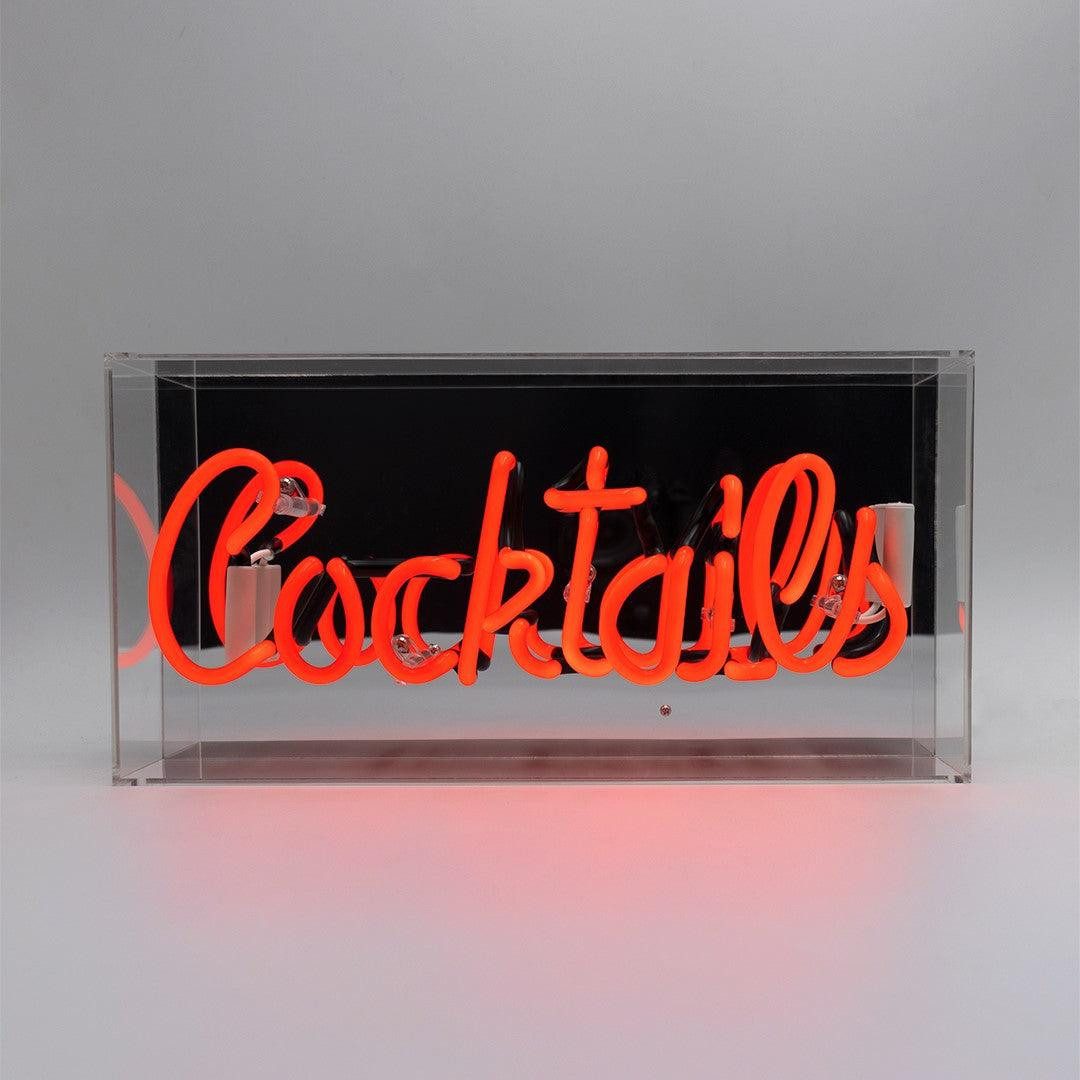 TOM NEON Dekolicht "Cocktails" Glas Neon Box, TOM NEON, Neon, Rot, Rosa, Handgefertigt