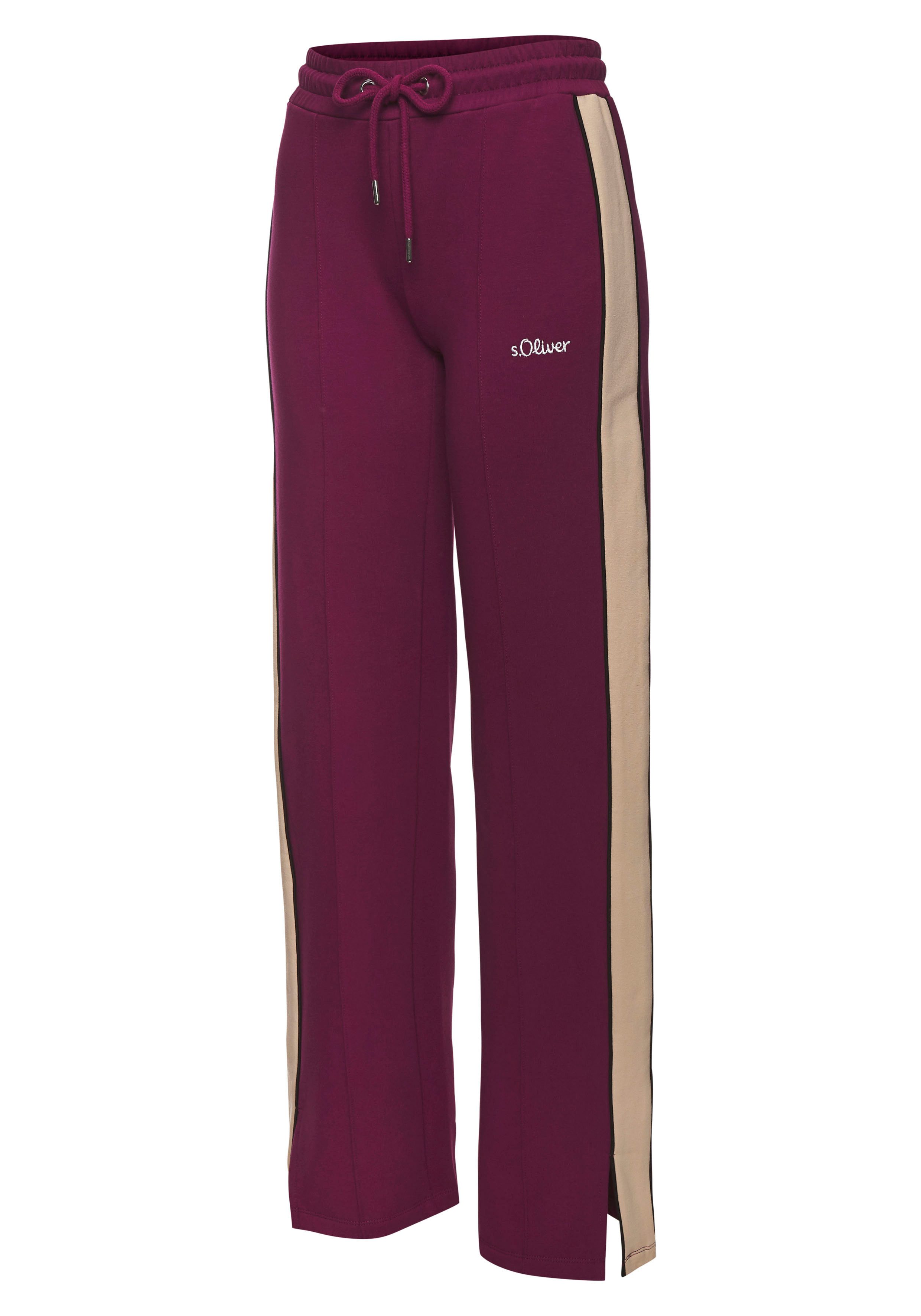 s.Oliver Sweathose Loumngehose mit Kontraststreifen und Pipings, Loungewear