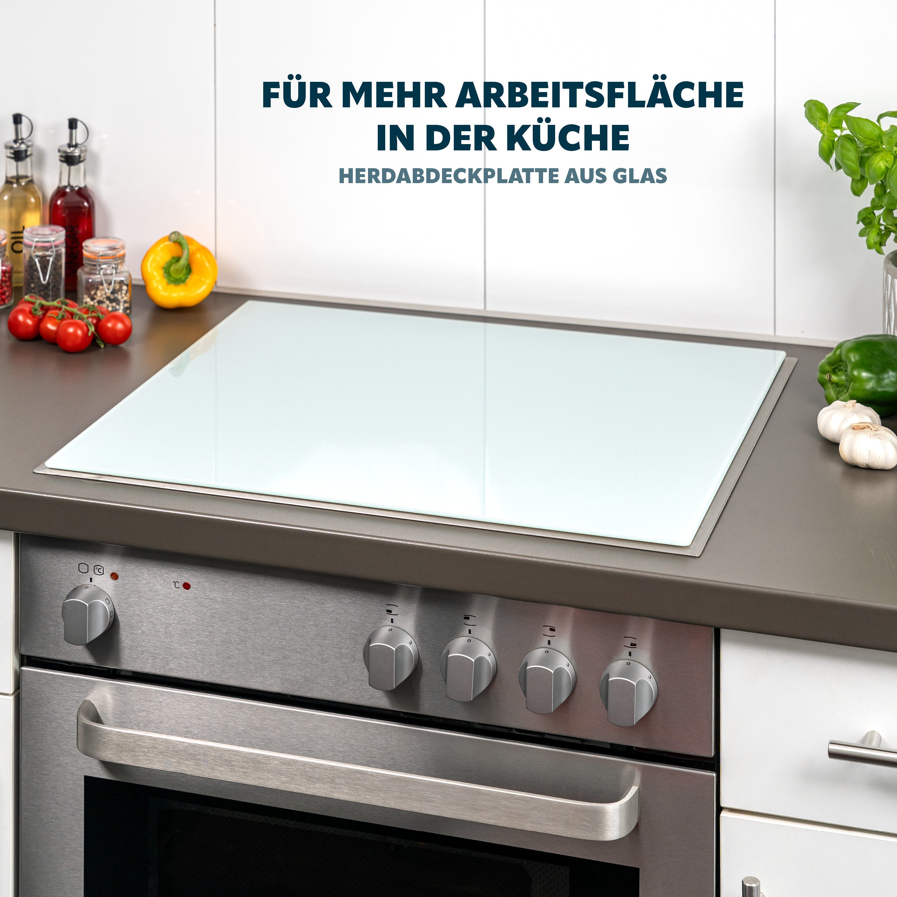 bremermann Herd-Abdeckplatte aus Sicherheitsglas, ca. 55,7 x 50 x 0,5 cm (B/T/H), Glas, Silikon, (1 tlg)