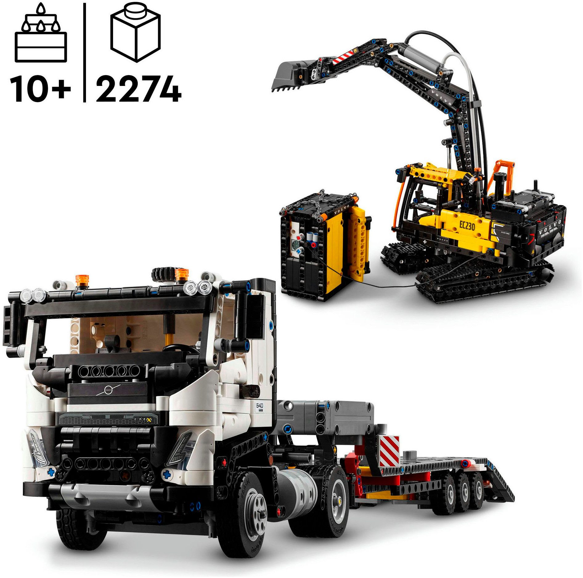 LEGO® Volvo FMX LKW mit EC230 Electric Raupenbagger (42175), LEGO Technic Konstruktionsspielsteine, (2274 St), Made in Europe