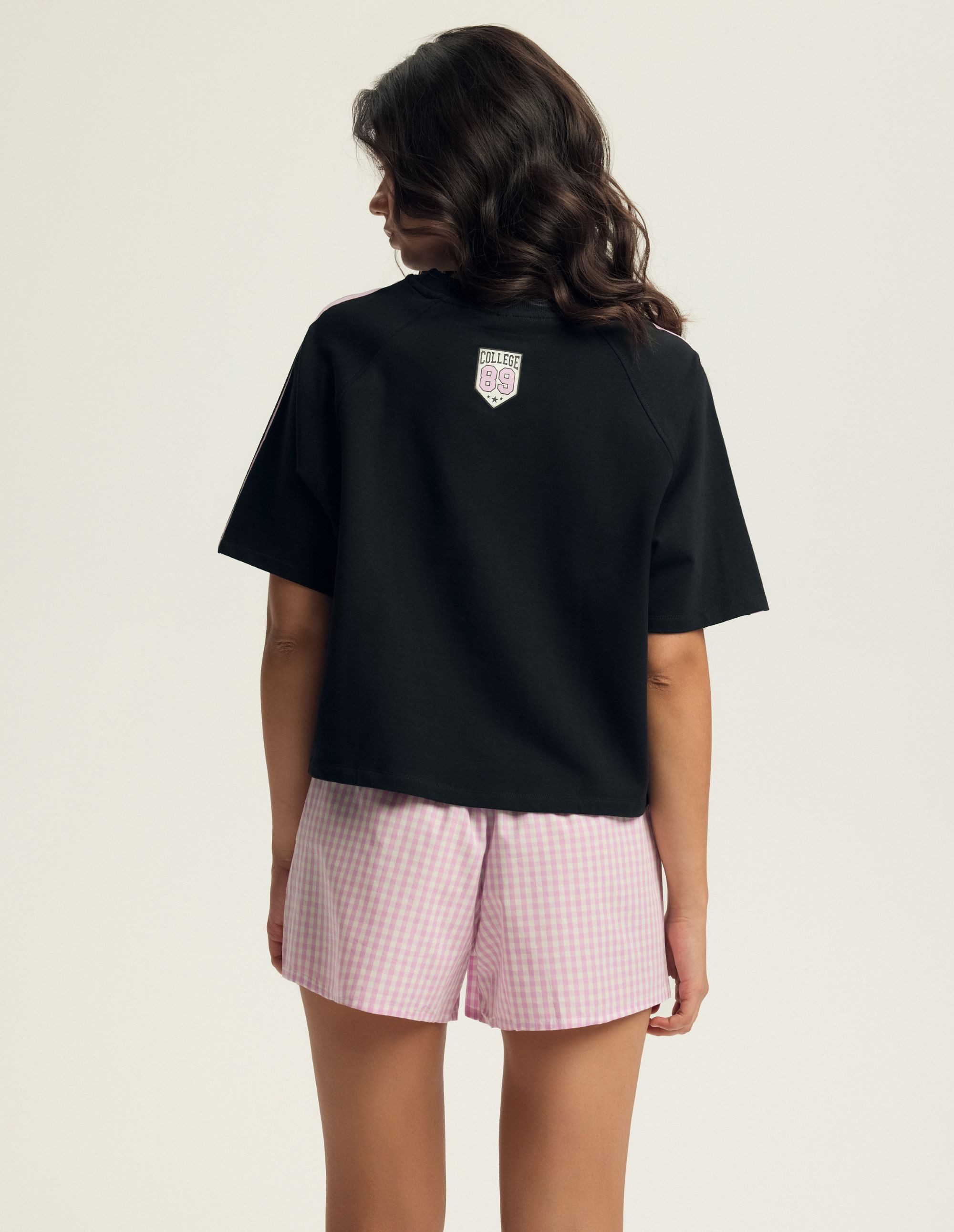 ESOTIQ T-Shirt Boxy-T-Shirt aus 240 g/m² French Terry mit Prints, Lenero