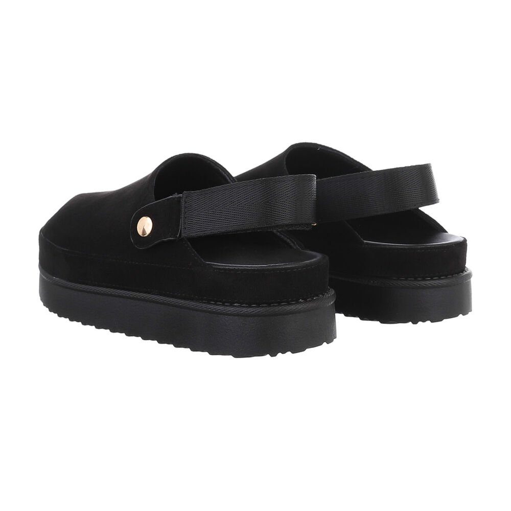 Ital-Design Komfortable Freizeit-Schuhe im modernen Design Plateausandaletten (85867686) Flach Pantoletten in Schwarz