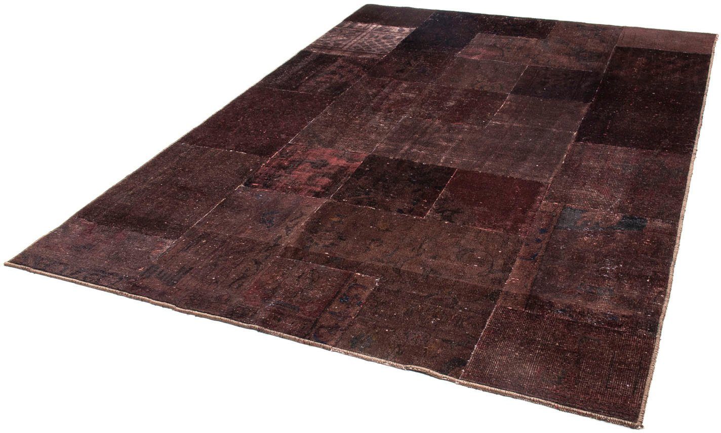 Teppich Patchwork - 233 x 195 cm - dunkelbraun, morgenland, rechteckig, Höhe: 7 mm, Wohnzimmer, Handgeknüpft, Einzelstück mit Zertifikat