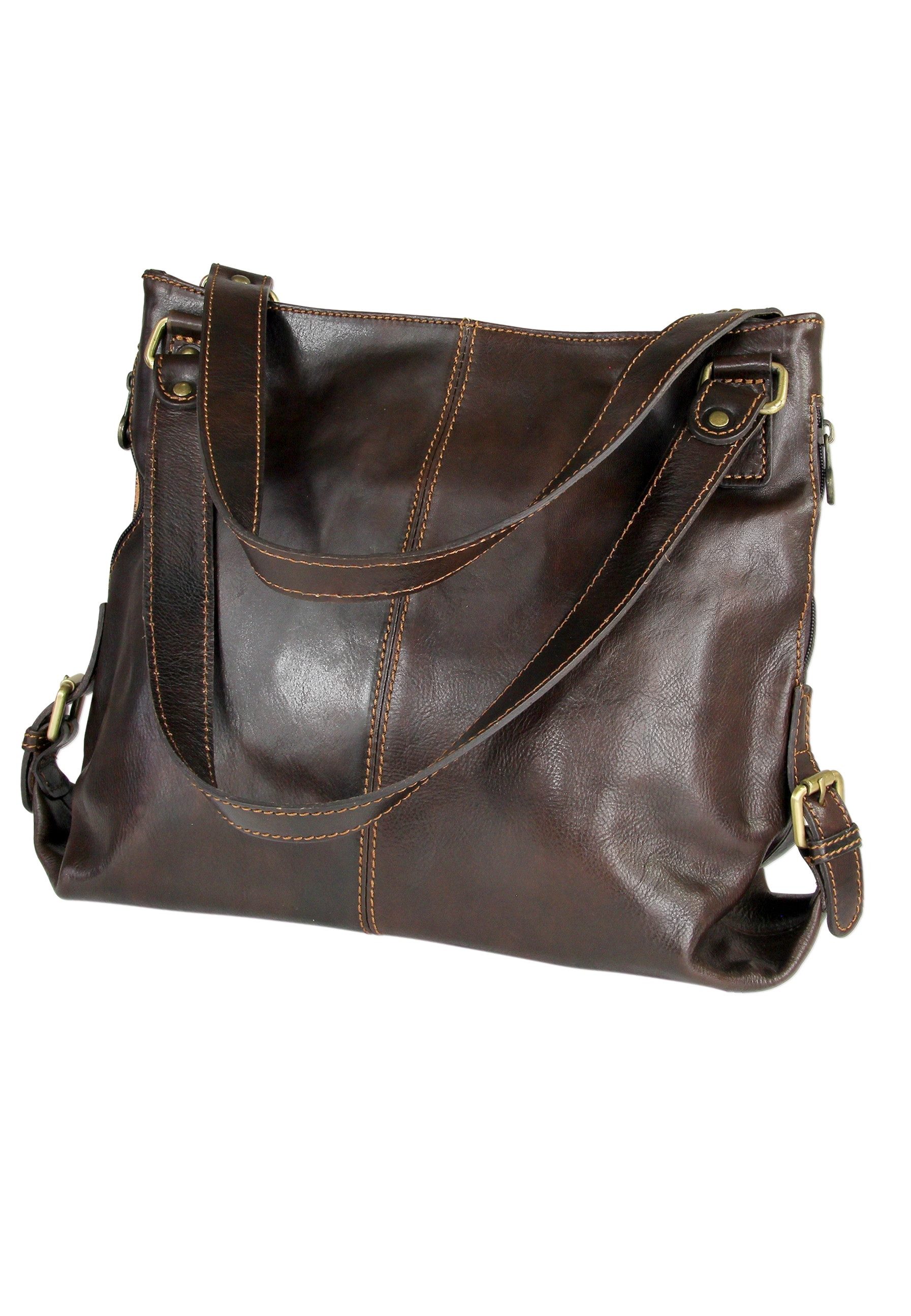 Toscanto Schultertasche Toscanto schwarzfarbene, Henkeltasche, (Schultertasche, Henkeltasche, Shopper), Damen Schultertasche, Henkeltasche, Shopper Echtes Leder, braun