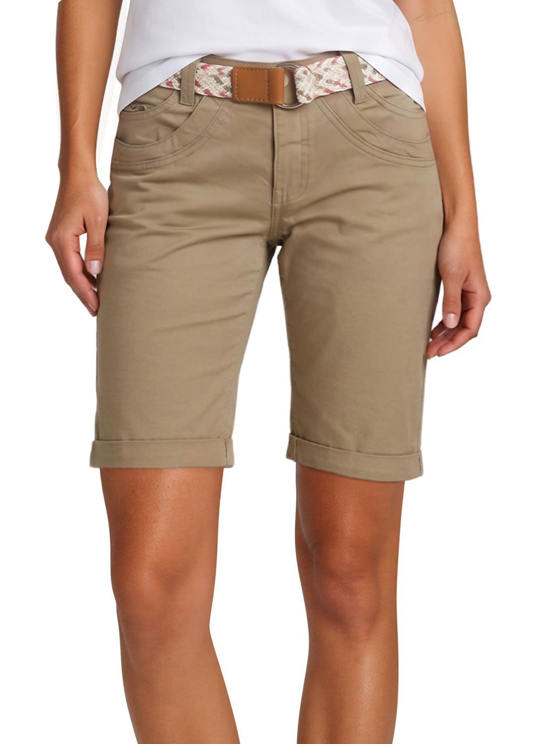 DENIMFY Bermudas Damen Shorts DFPia Regular Fit Chinoshorts mit Gürtel