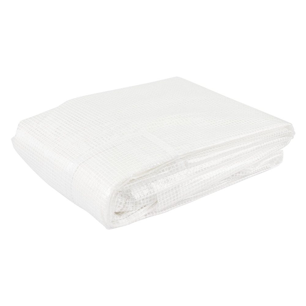 ECD Germany Gewächshaus Gewächshausfolie 6 Fenstern und Reißverschluss Gartenfolie Reißfeste, Ersatzfolie mit Tür 300x200x200cm 6m² Gartentunnel Weiß UV-stabil