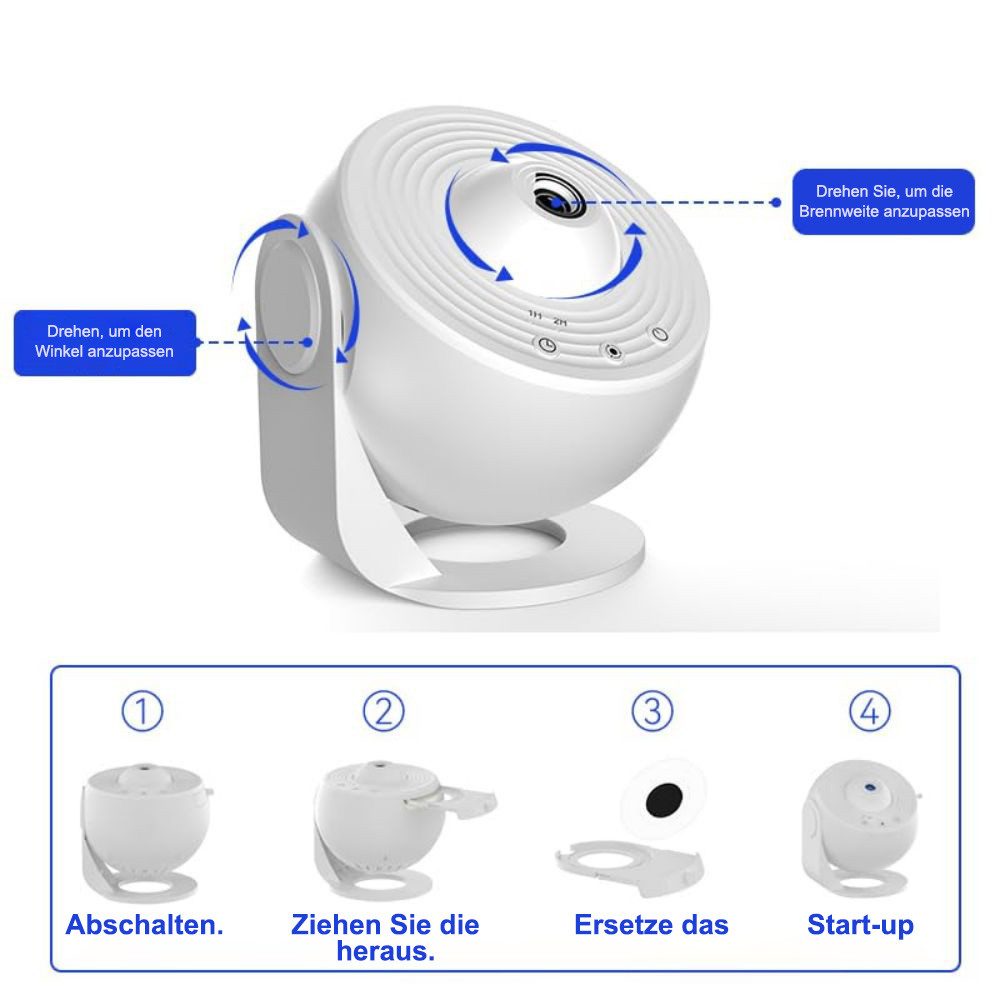 QUBEBU LED Nachtlicht Sternenhimmel Projektor, Home Planetarium, Projektor Lampe, 13-in-1, Baby Einschlafhilfe Lampe, Nebel/Mond/Himmels Galaxie Projektor, Starry Nachtlicht Projektor., Mit Timer, 360°-Drehung, für Schlafzimmer Kinder Erwachsene.