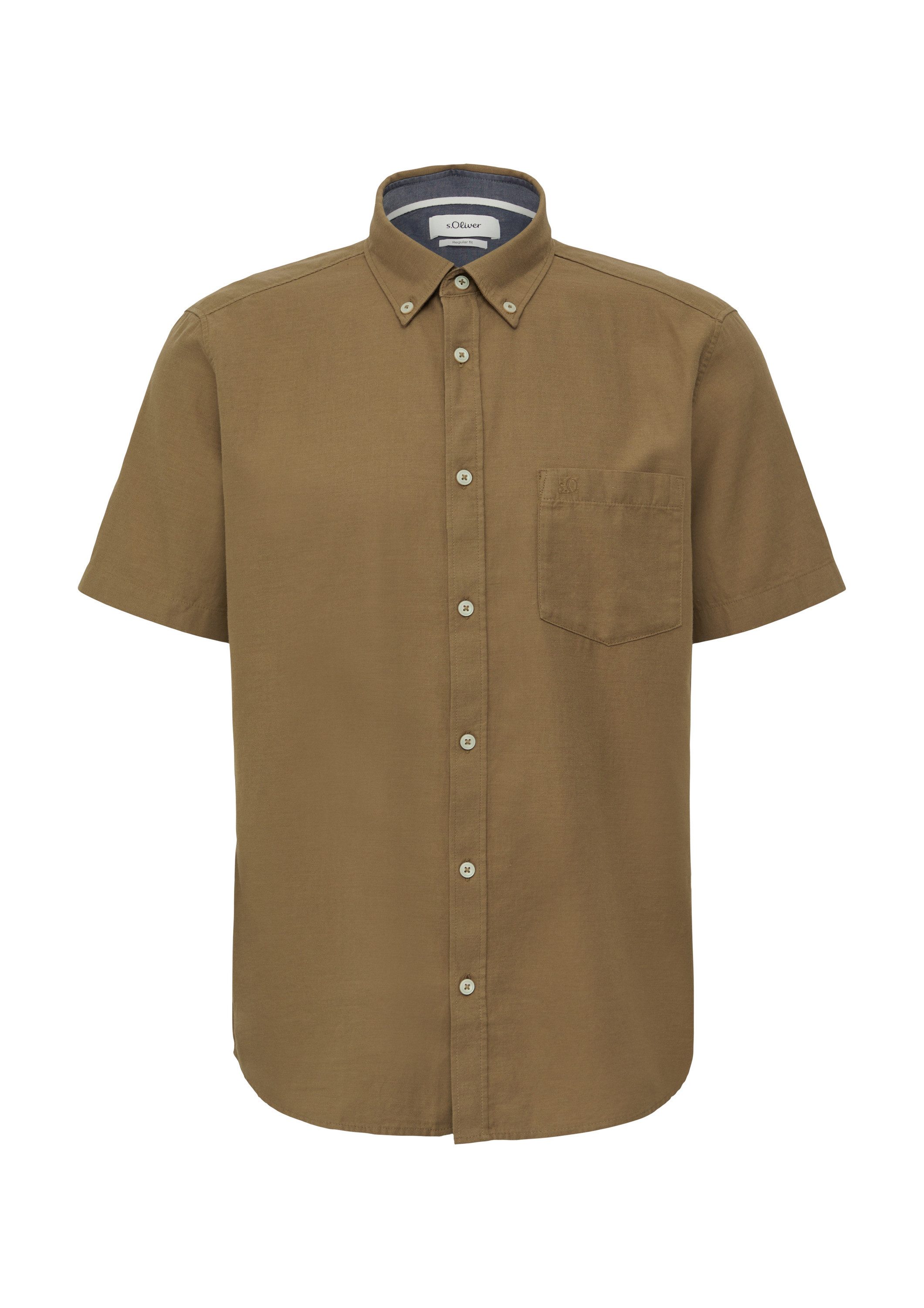 s.Oliver Kurzarmhemd Hemd Regular Fit: Kurzarm-Hemd aus Lyocellmix mit Button-Down-Kragen