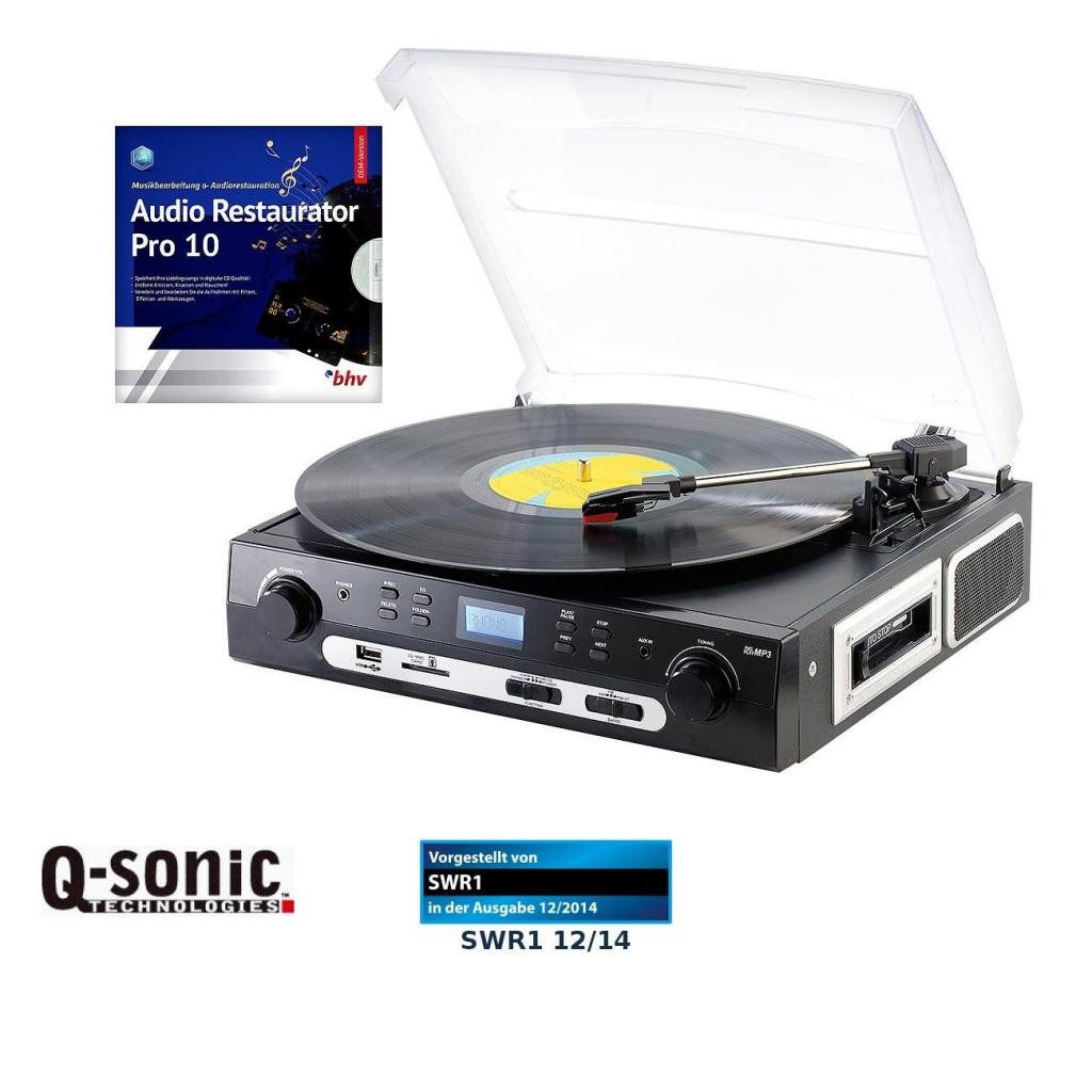 Q-Sonic UPL-855.MP3 Plattenspieler und Digitalisierer Schallplatten MC Multifunktionsspieler (Riemenantrieb)