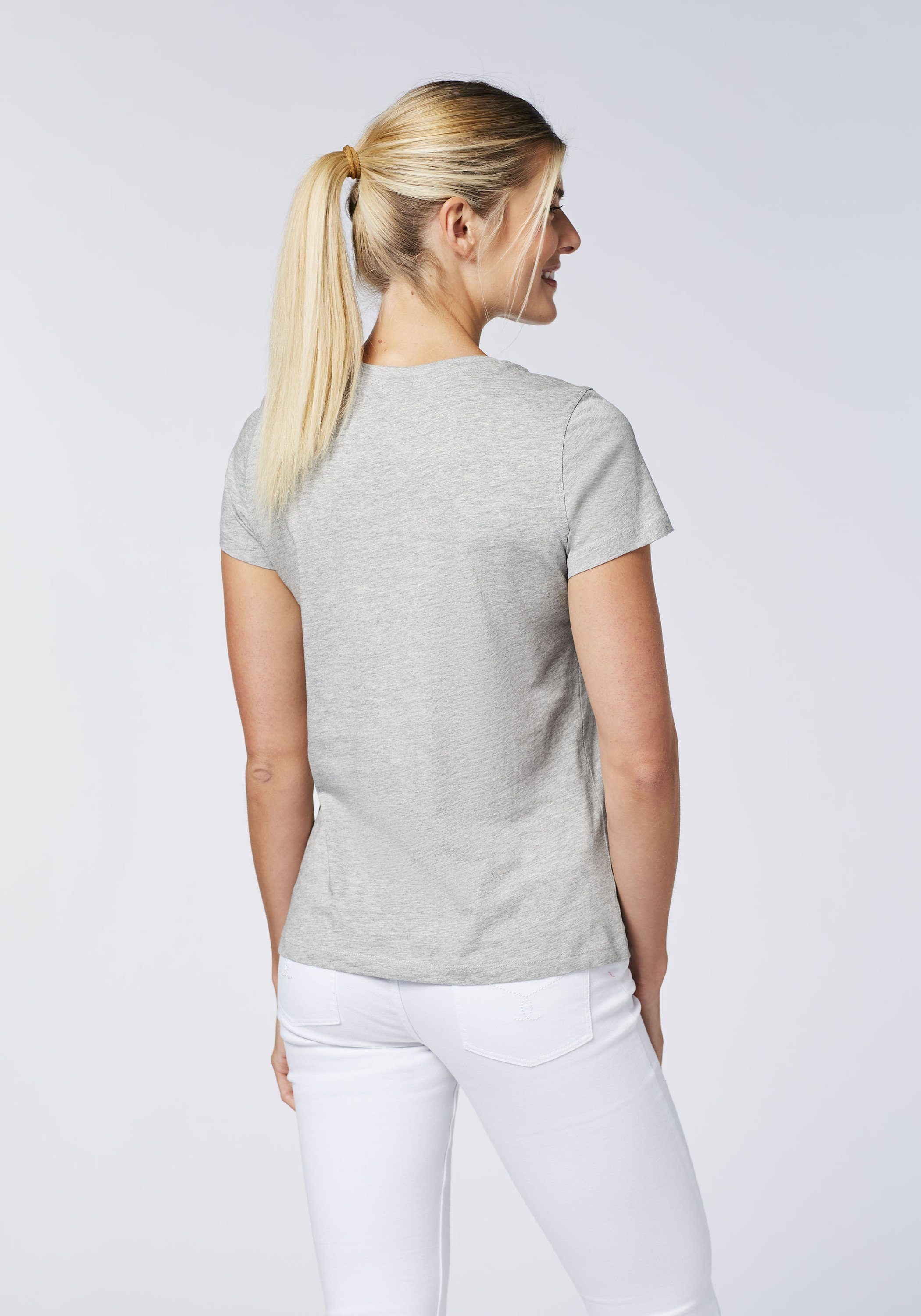 T-Shirt Neutral Sylt Melange Gray mit Strasssteinen edlen 17-4402M Polo