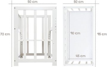 roba® Stubenbett 4 in 1, Indibär, weiß, zu Wiege, Elternbett oder Bank umbaubar