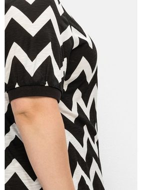 Sheego T-Shirt Große Größen mit Zickzack-Druck, leicht tailliert