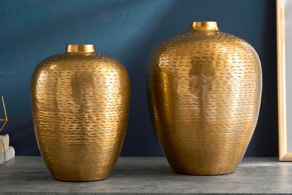 riess-ambiente Tischvase ORIENTAL 32cm gold (Set, 2 St), Wohnzimmer · Dekoration · Metall · Hammerschlag Design – Bild 4 von 5